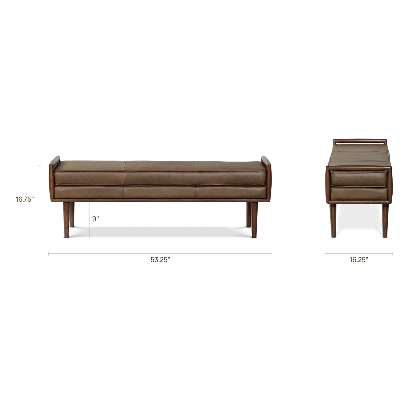 Cura 53.5" Leather Bench | Cocoa Brown