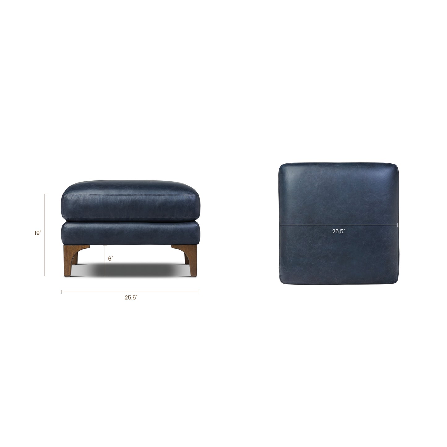 Sorrento Leather Ottoman | Nightfall Blue