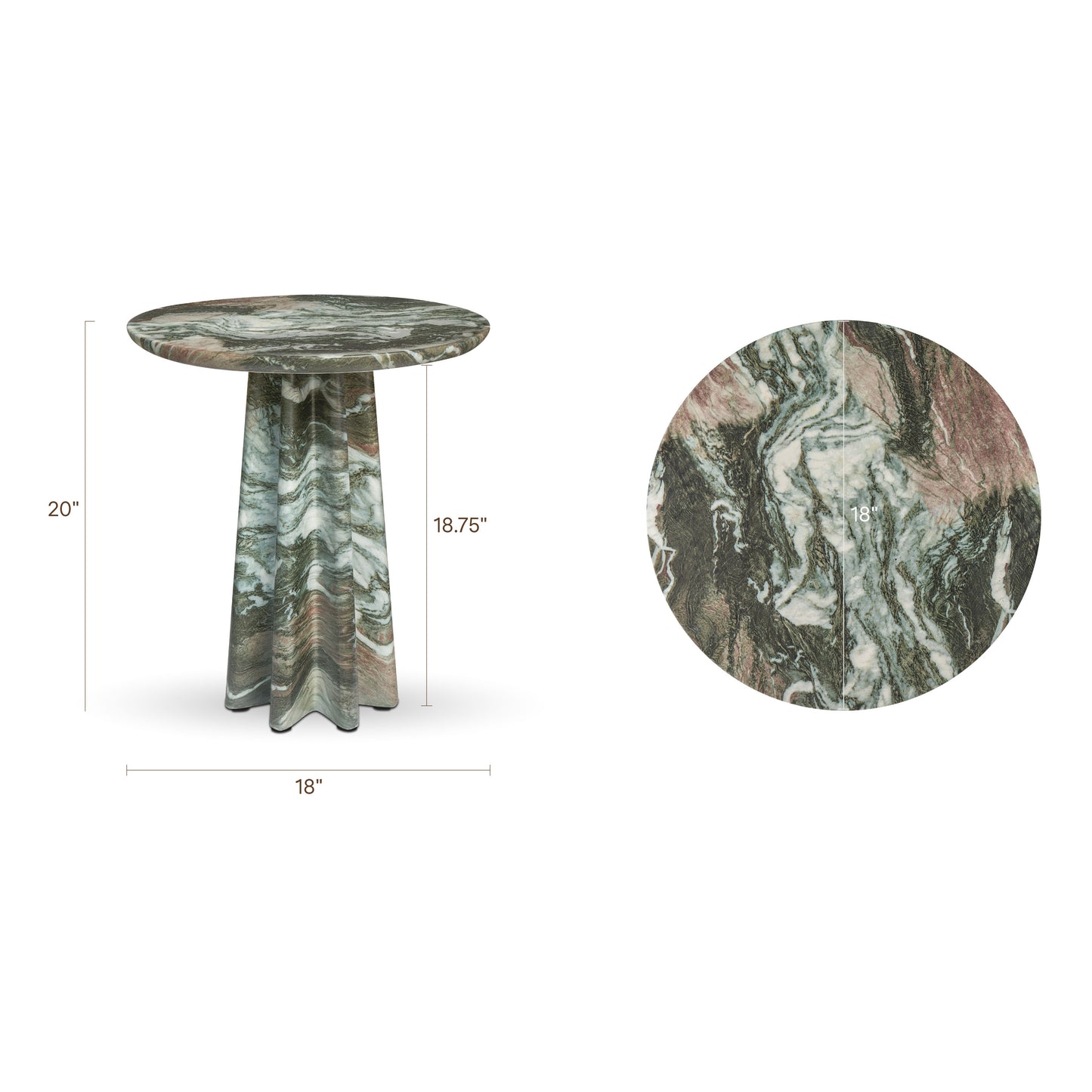 Folda 18" Side Table | Green Marble