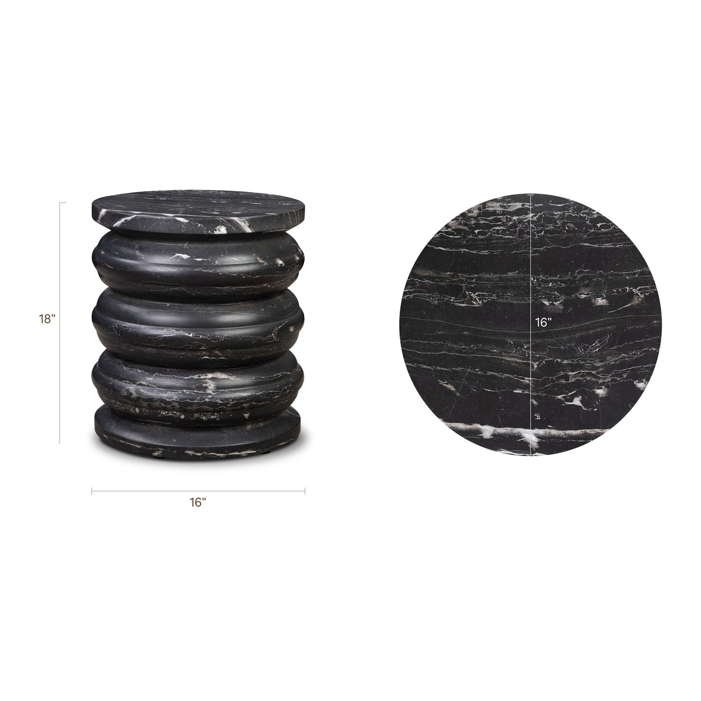 Marq 16" Side Table | Black Marble
