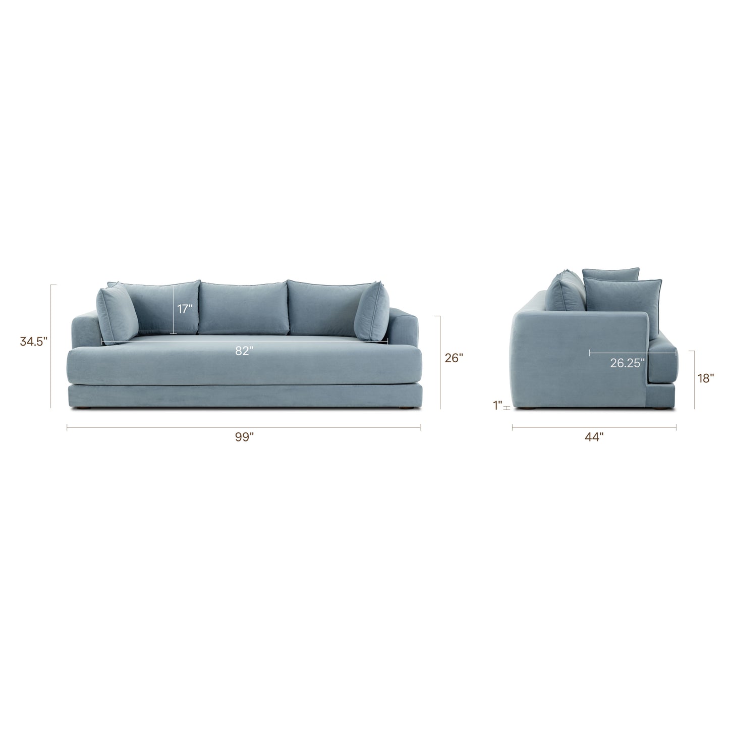Marcel 99" Sofa | Powder Blue