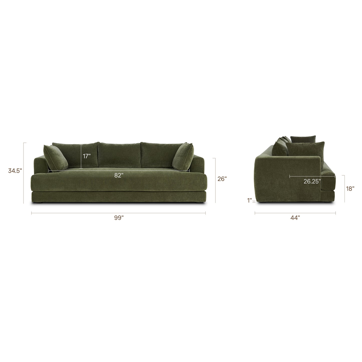 Marcel 99" Sofa | Sagano Green