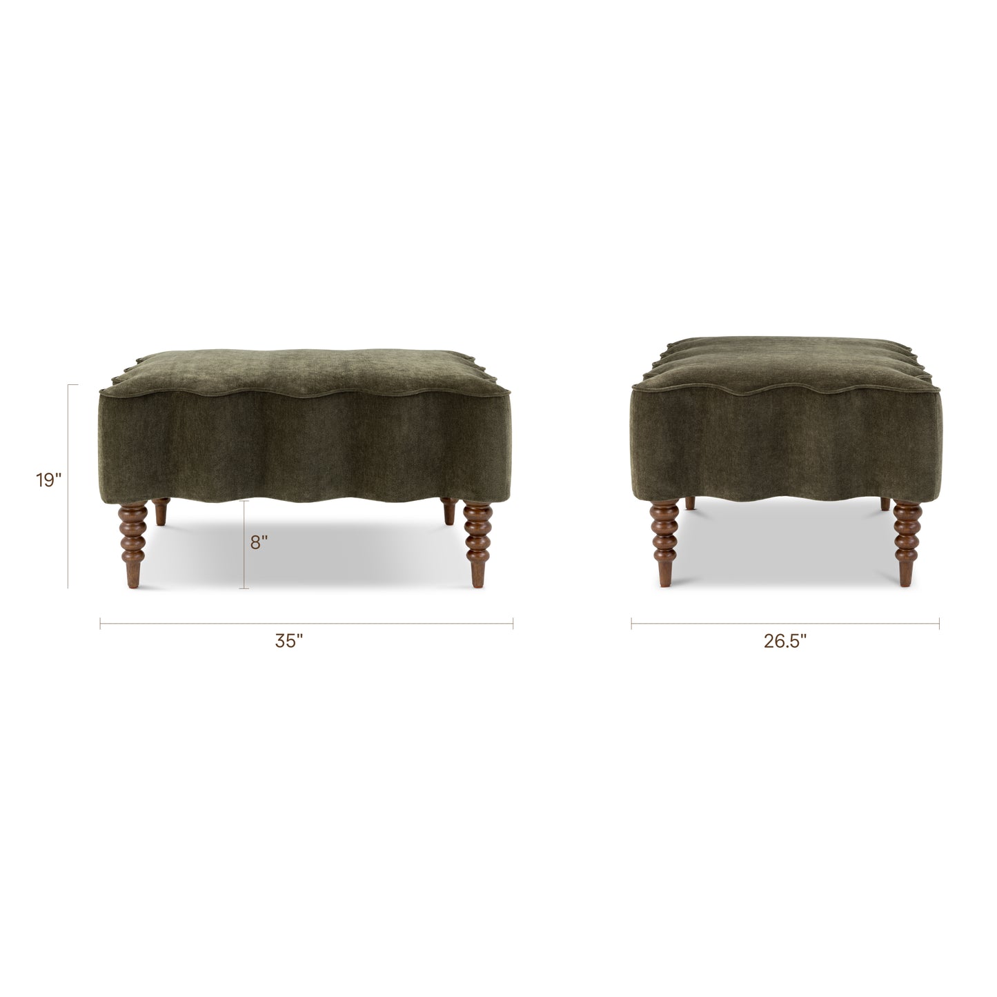 Torno 35" Ottoman | Lume Green