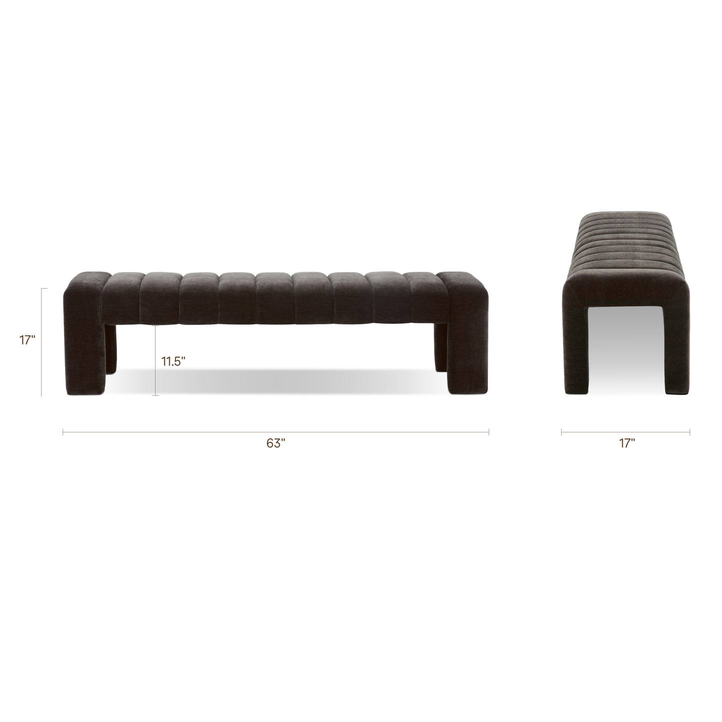Canale 63" Fabric Bench | Ganache Brown