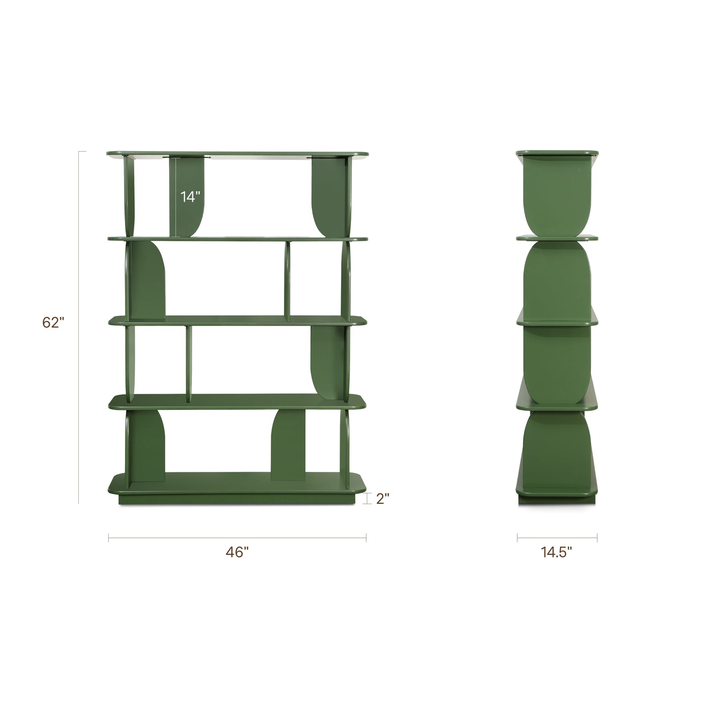 Padua 62" Bookshelf | Basil Green