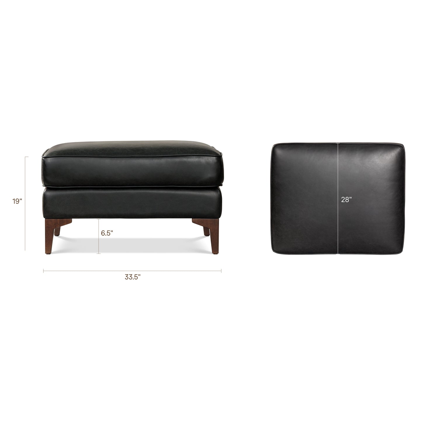 Essex Leather Ottoman 2.0 | Onyx Black