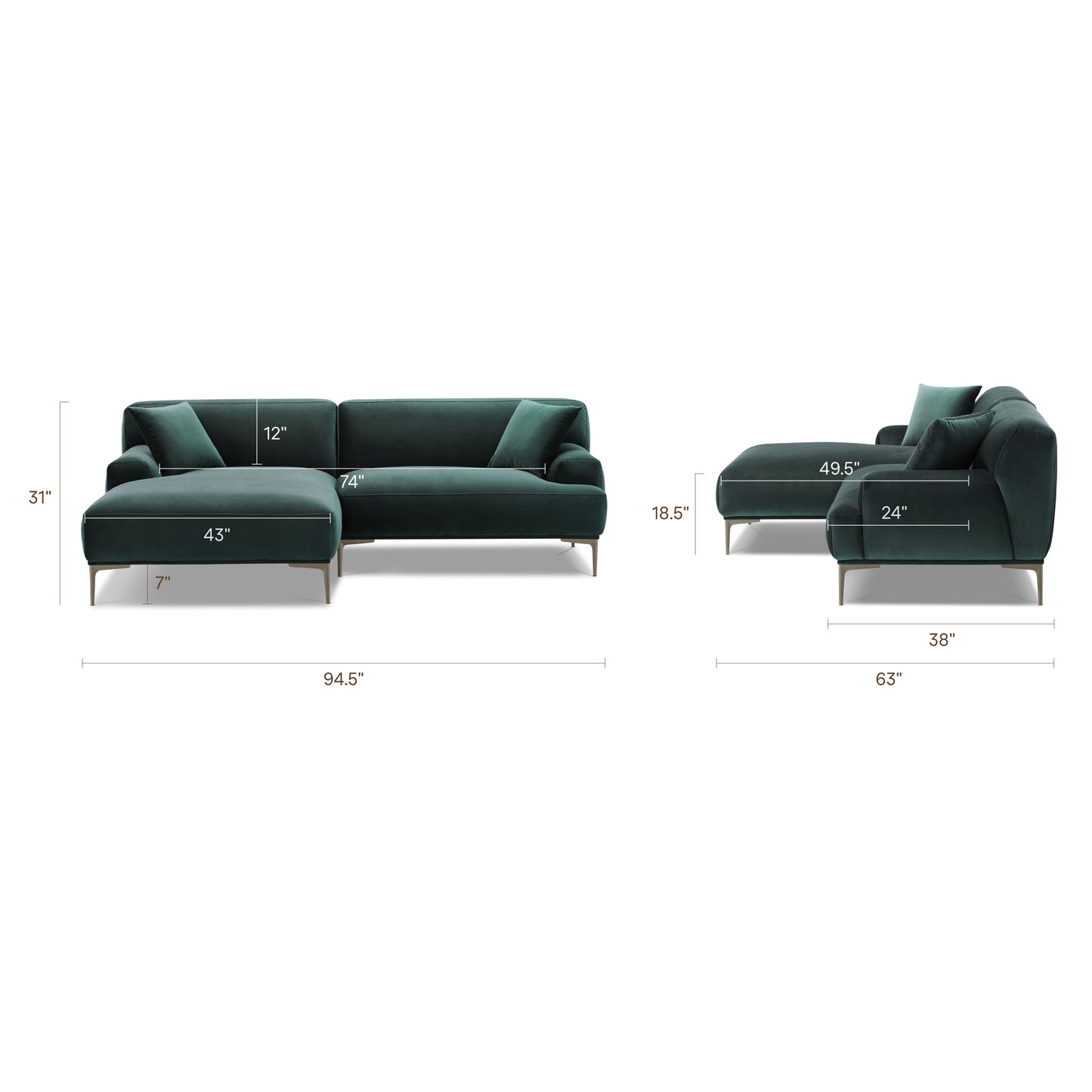 Mineta Left-Facing Sectional | Amalfi Blue