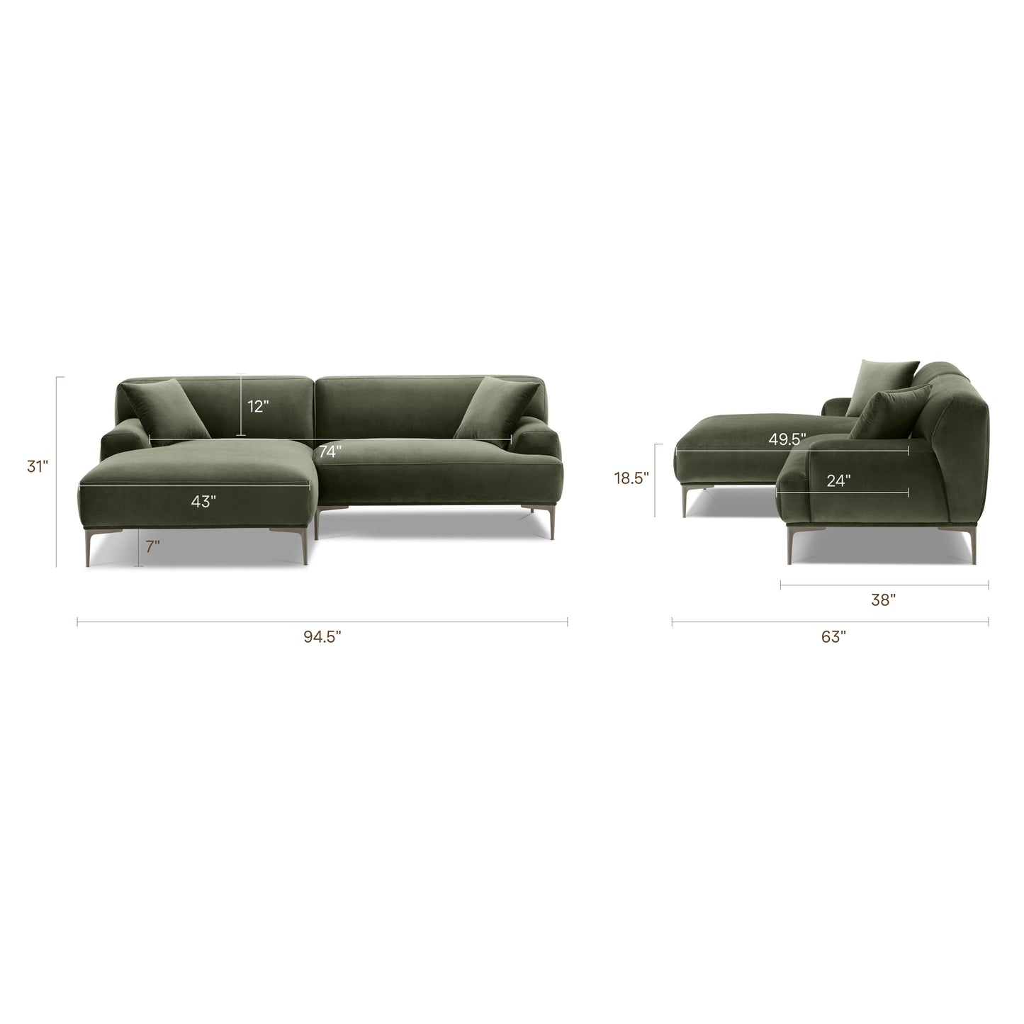 Mineta Left-Facing Sectional | Calabria Green