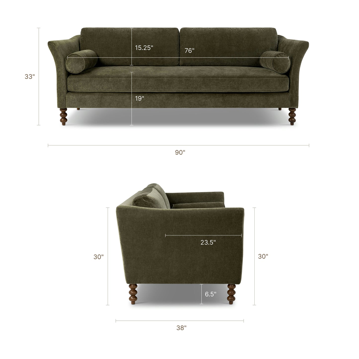 Belmont 90" Sofa | Lume Green