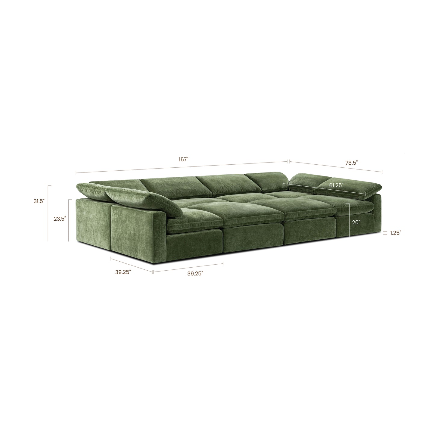 8-Seat Aspen Modular Master Pit-Sectional | Sagano Green