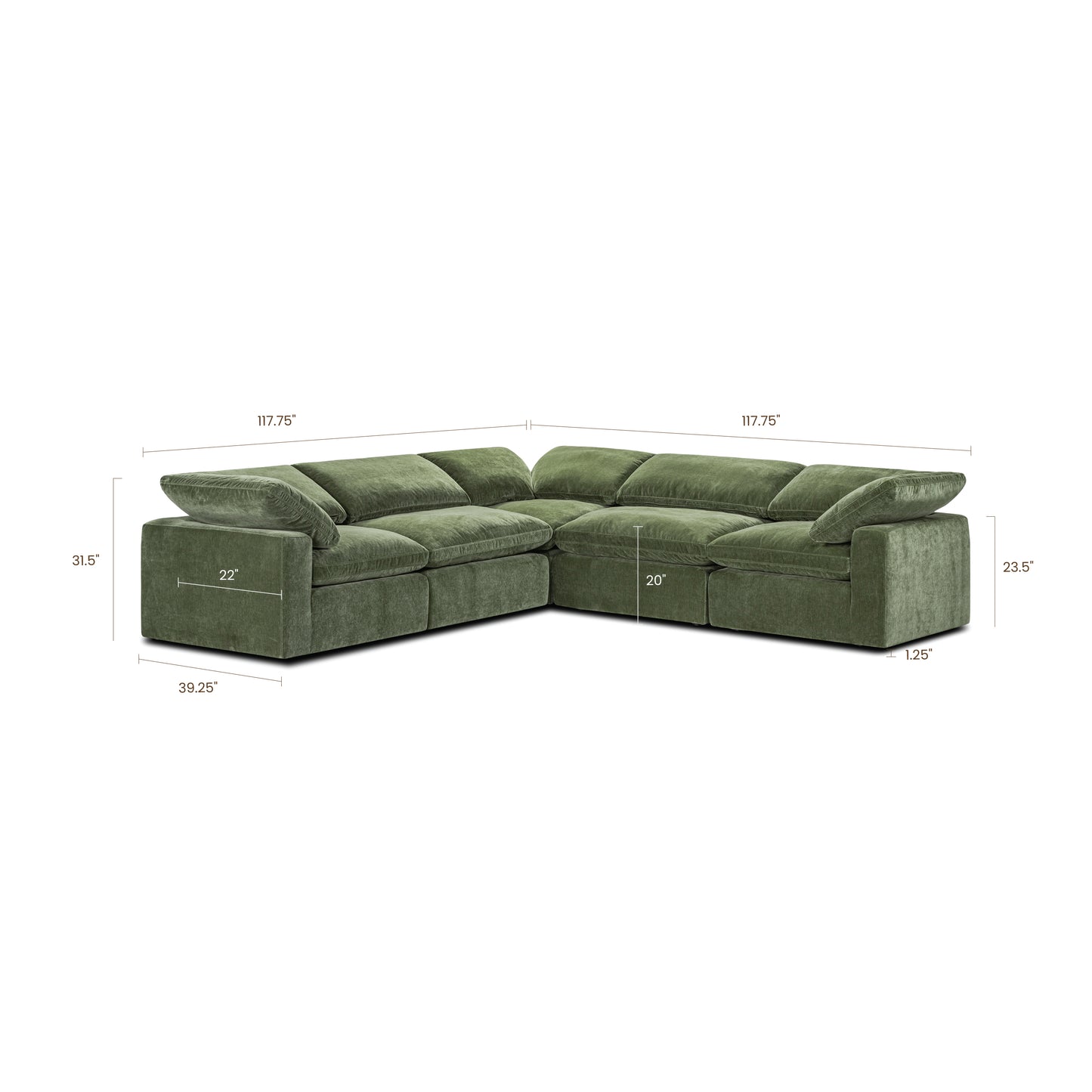 5-Seat Aspen Modular Corner-Sectional | Sagano Green