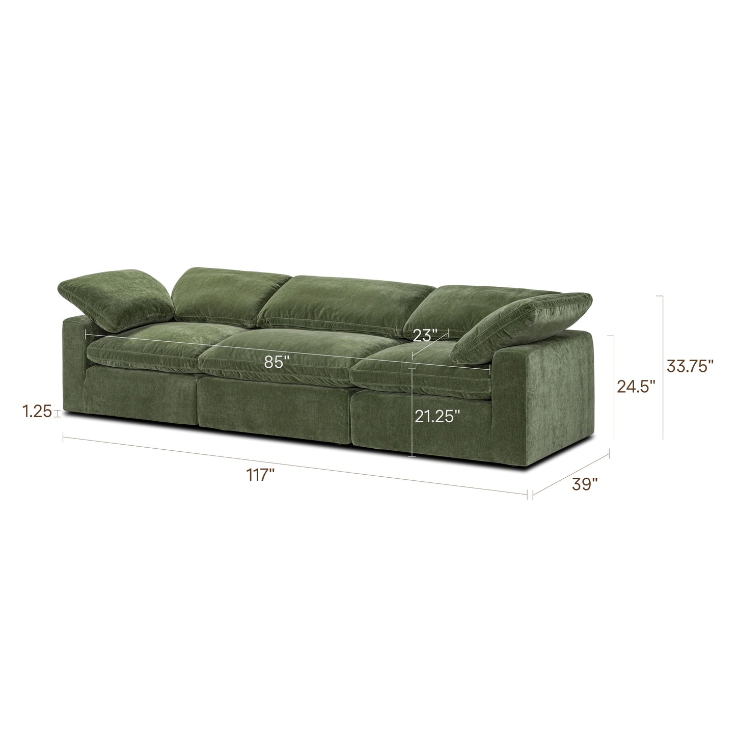 3-Seat Aspen Modular Sofa | Sagano Green