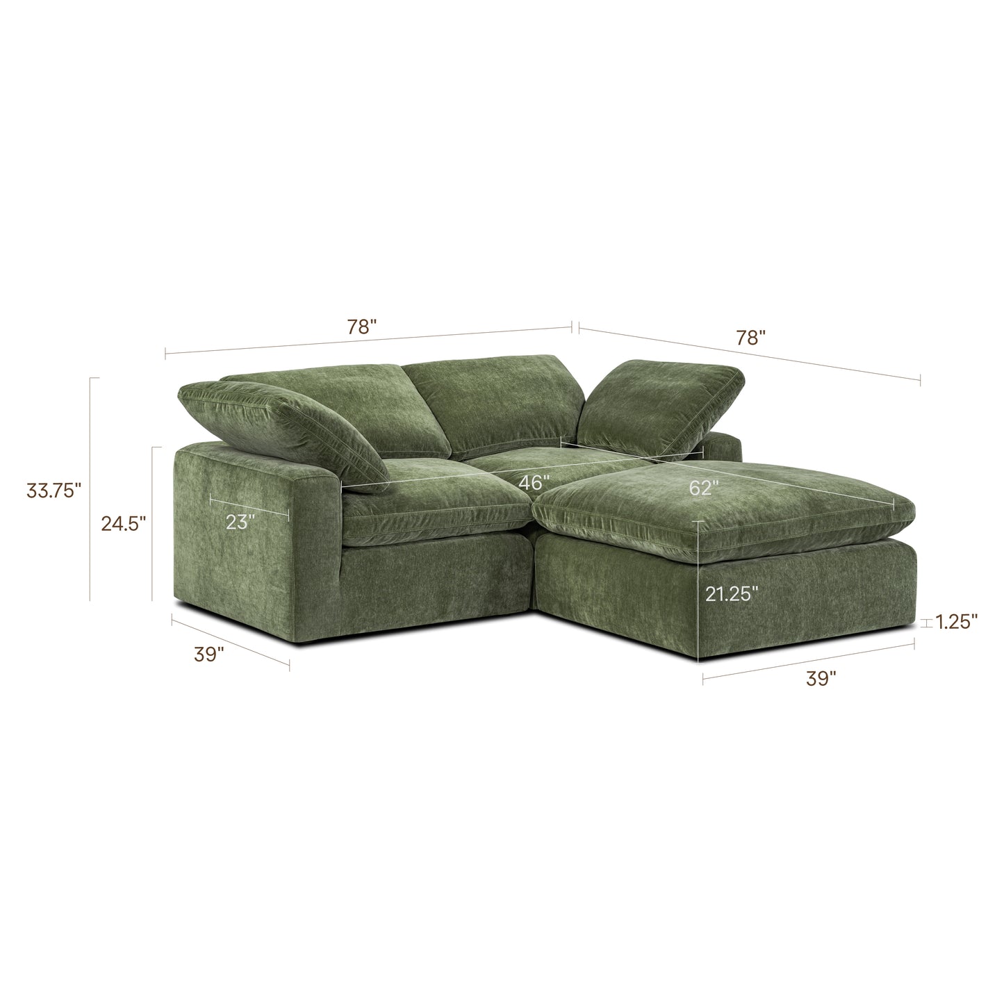 3-Seat Aspen Modular Sectional | Sagano Green