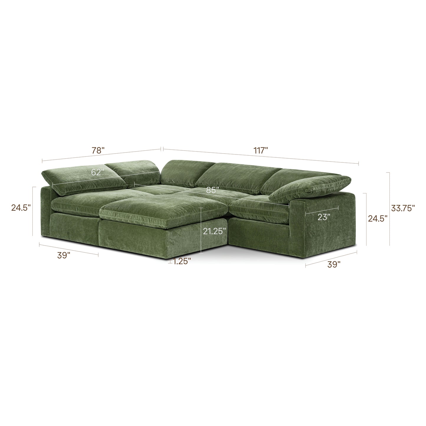 5-Seat Aspen Modular Sectional | Sagano Green