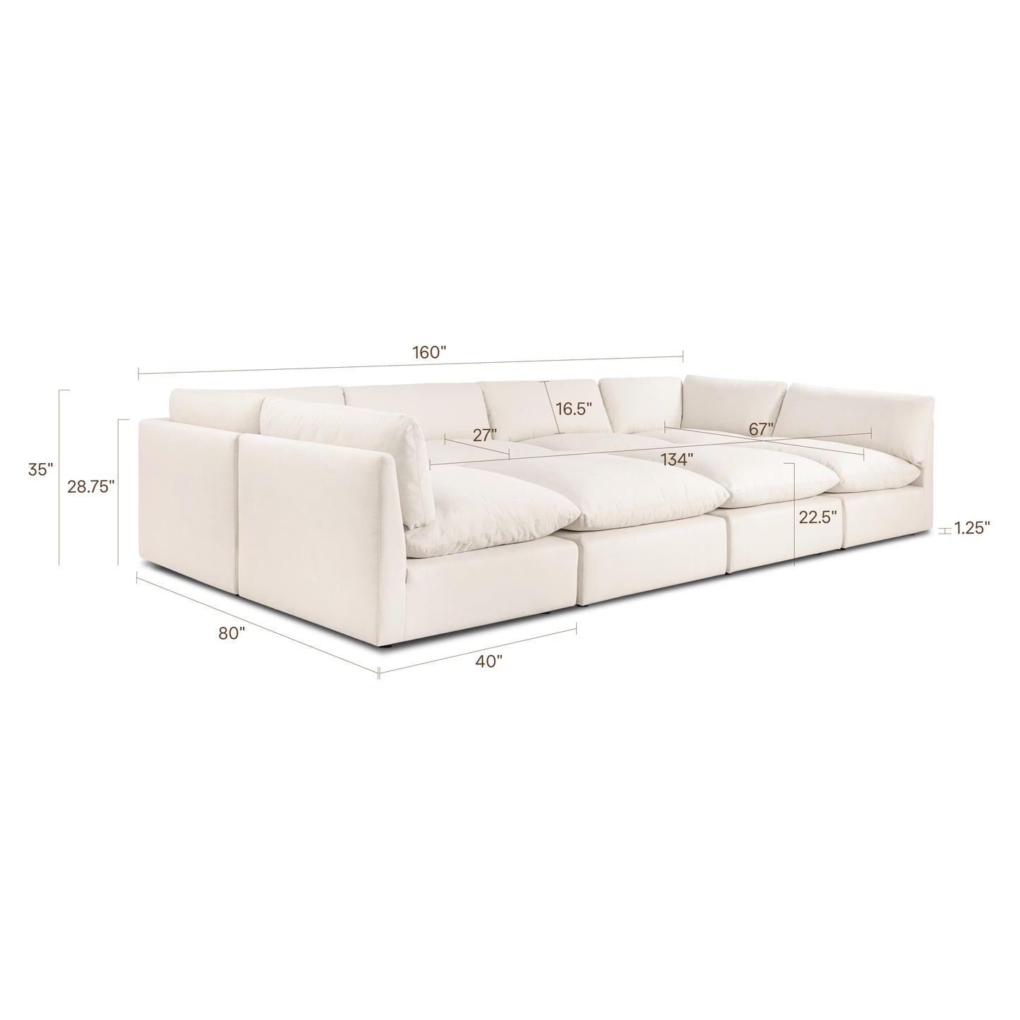 Davos 162" Modular 8-Piece Pit Lounge Sectional | Linen White
