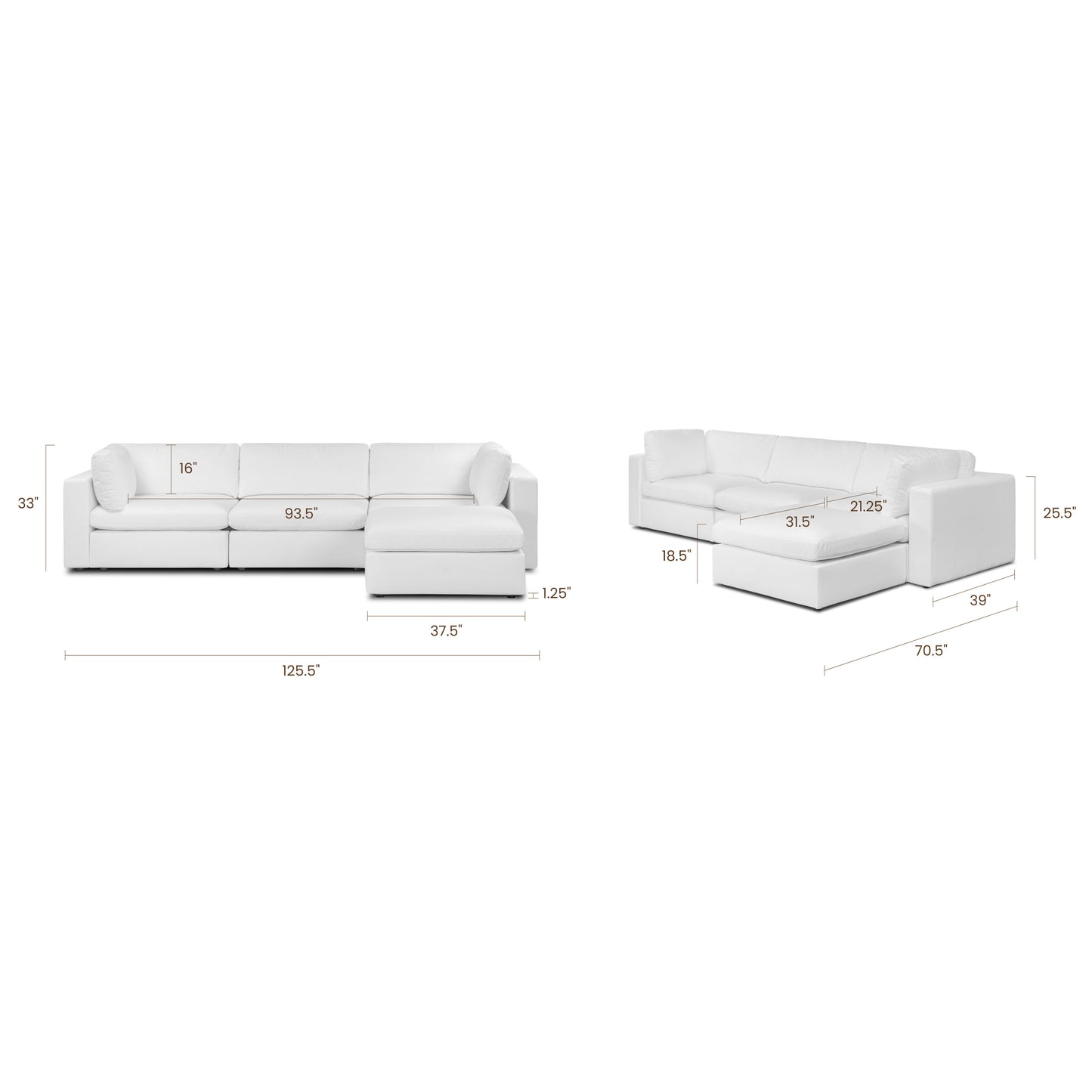 4-Seat Vari Modular Sectional | Cotton White