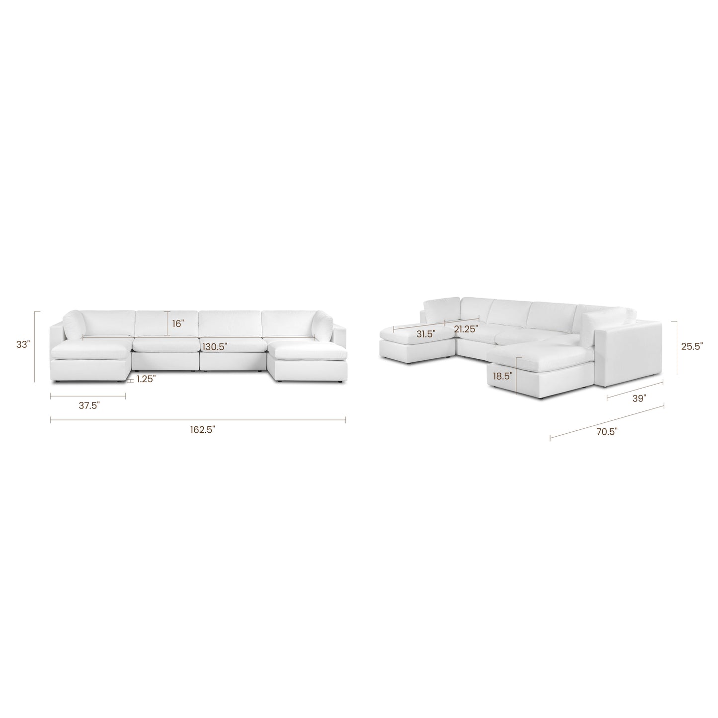 6-Seat Vari Modular Double Chaise Sectional | Cotton White