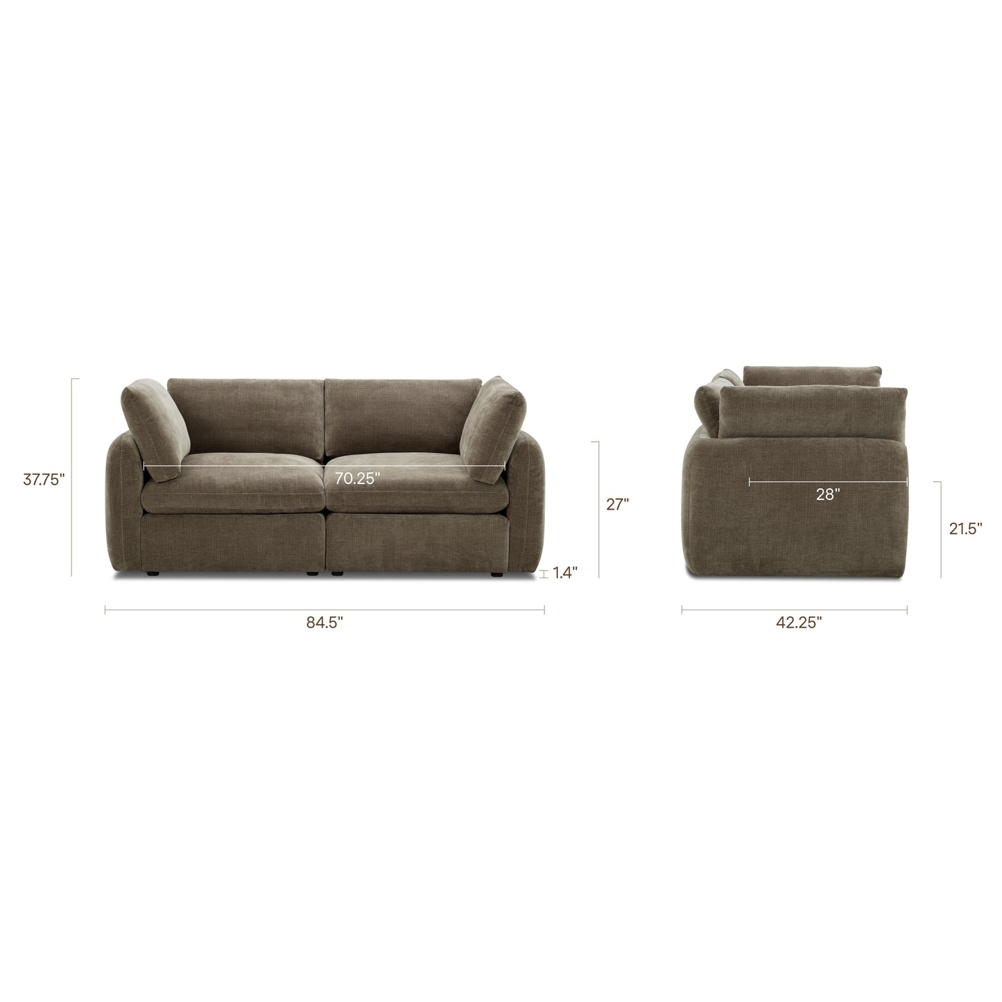 Tonga Modular 2-Piece Apartment Sofa | Clove Brown