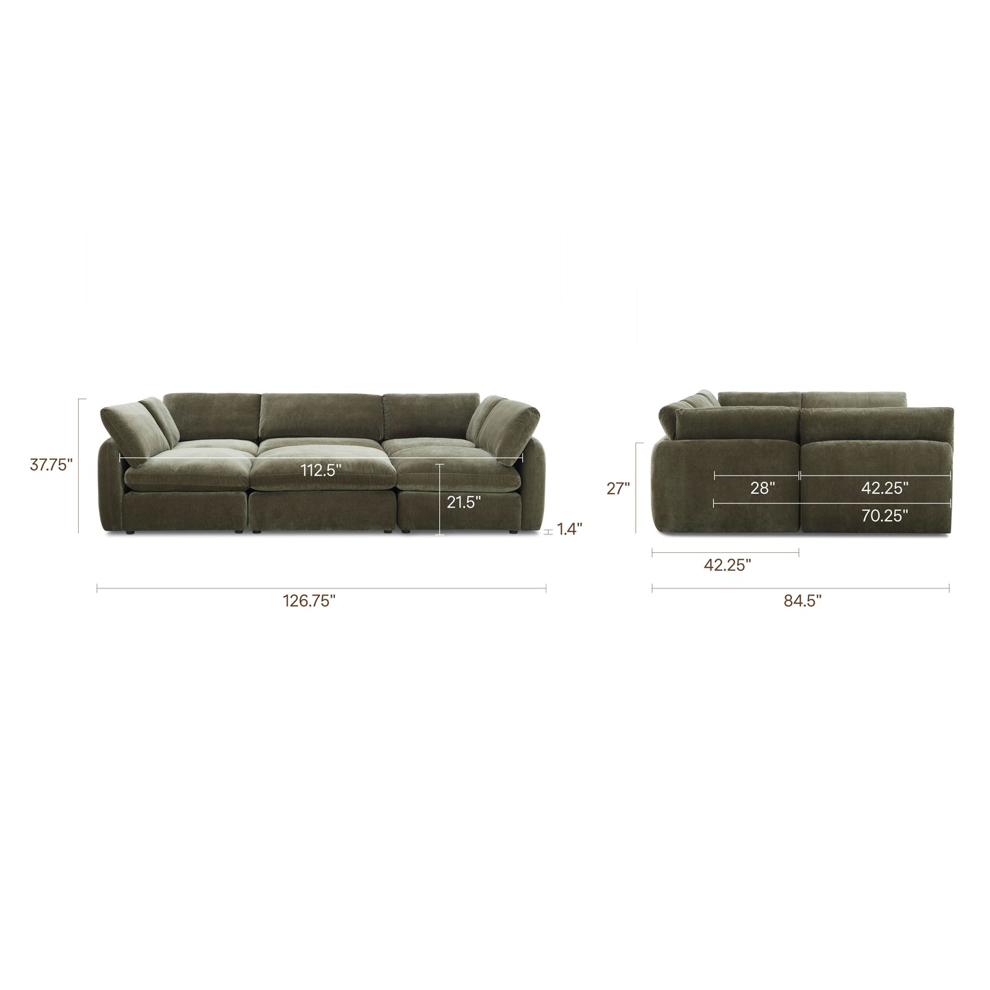 Tonga Modular 6-Piece Pit Lounge Sectional | Lume Green