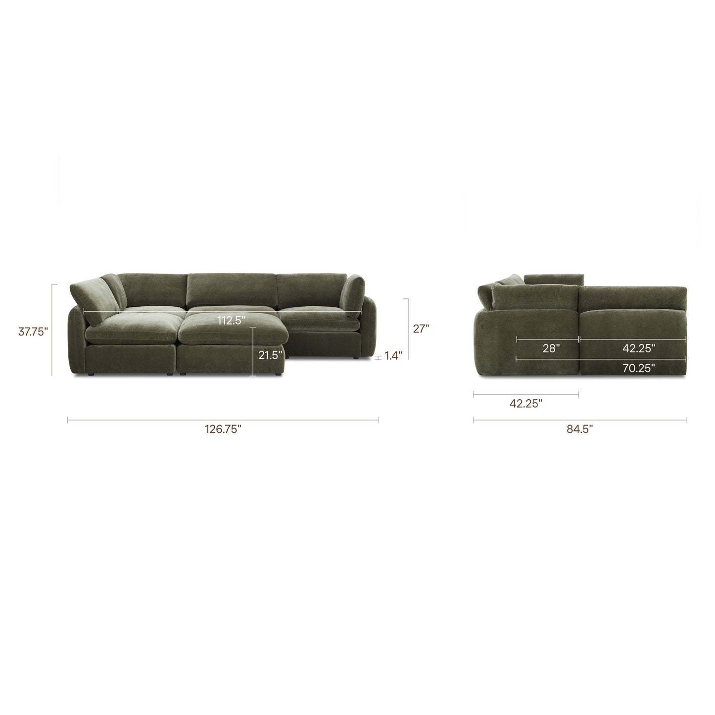 Tonga Modular 5-Piece Pit Lounge Sectional | Lume Green
