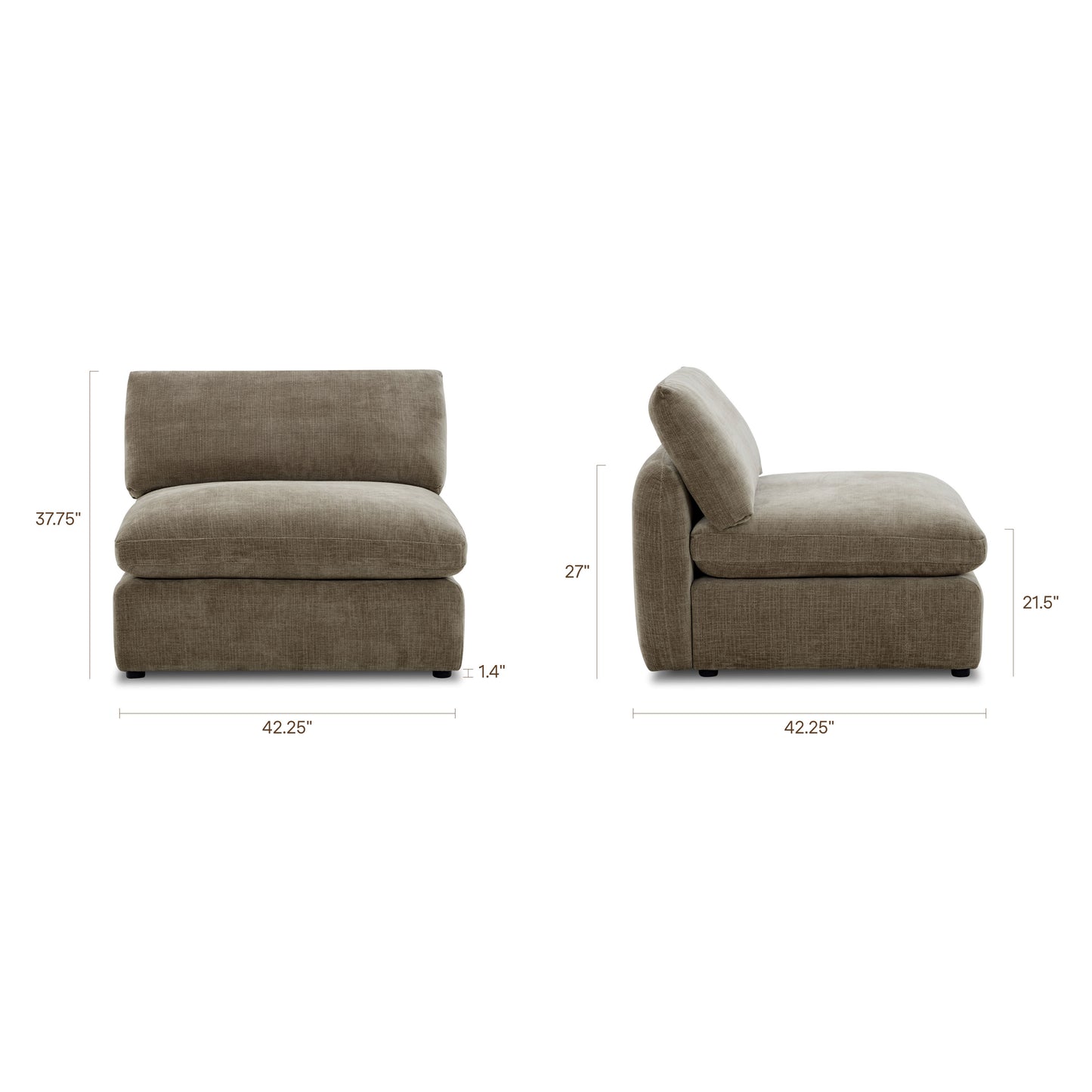 Armless Chair Tonga Modular Sofa | Clove Brown