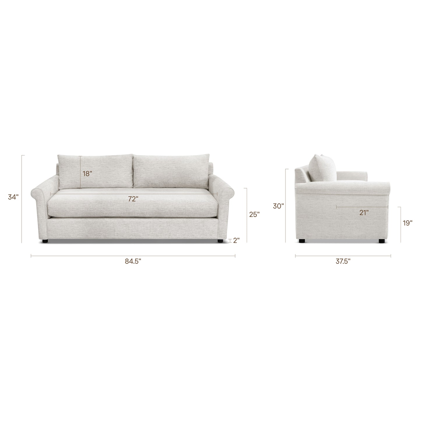 Denham 84.5" Sofa | Aurora Grey