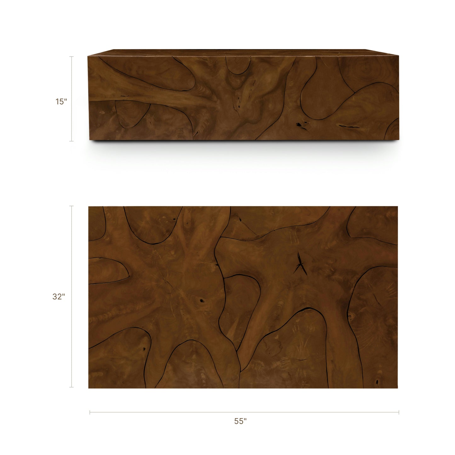 Soren 55" Teak Root Coffee Table | Walnut