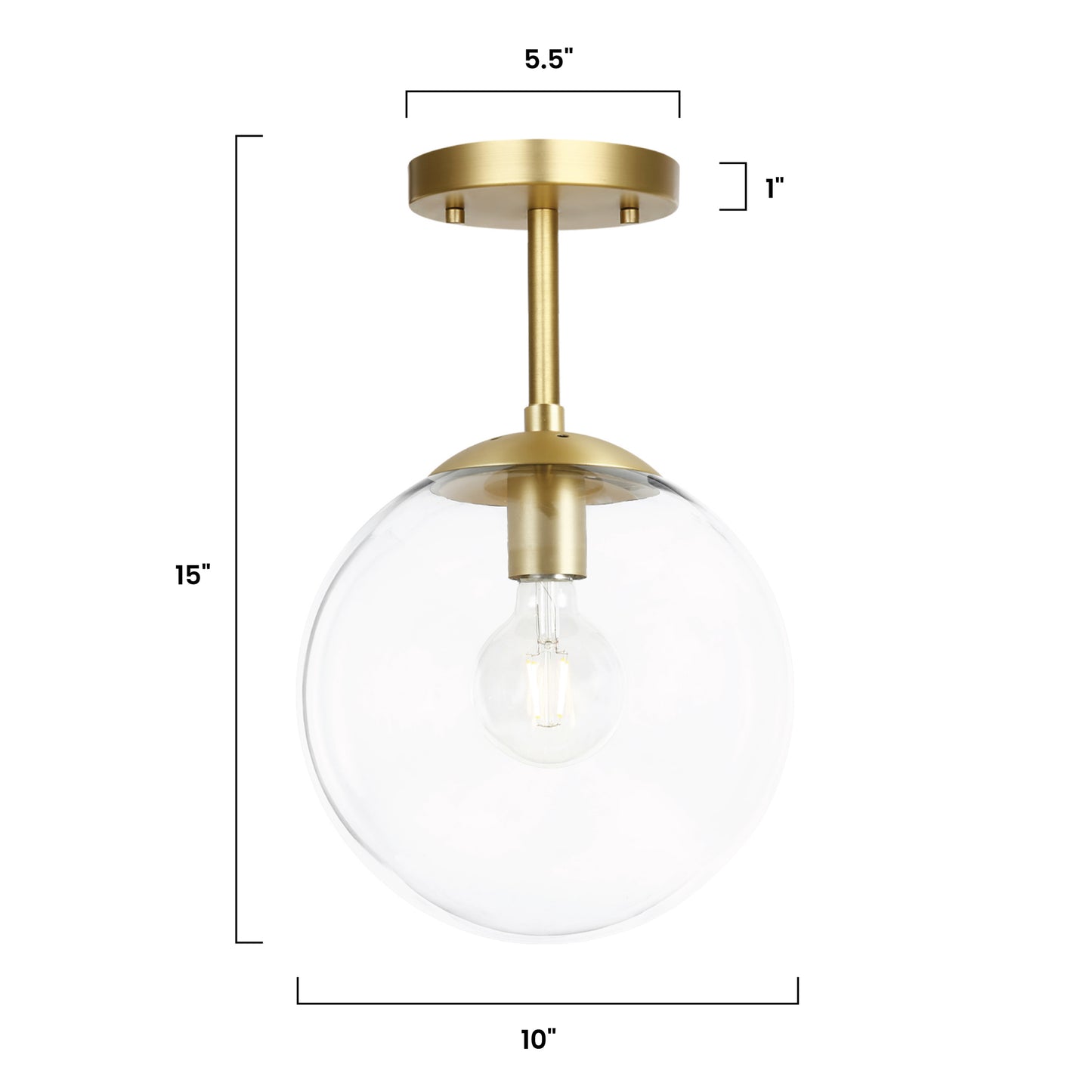 Zeno Globe Ceiling Light | Brass/Clear