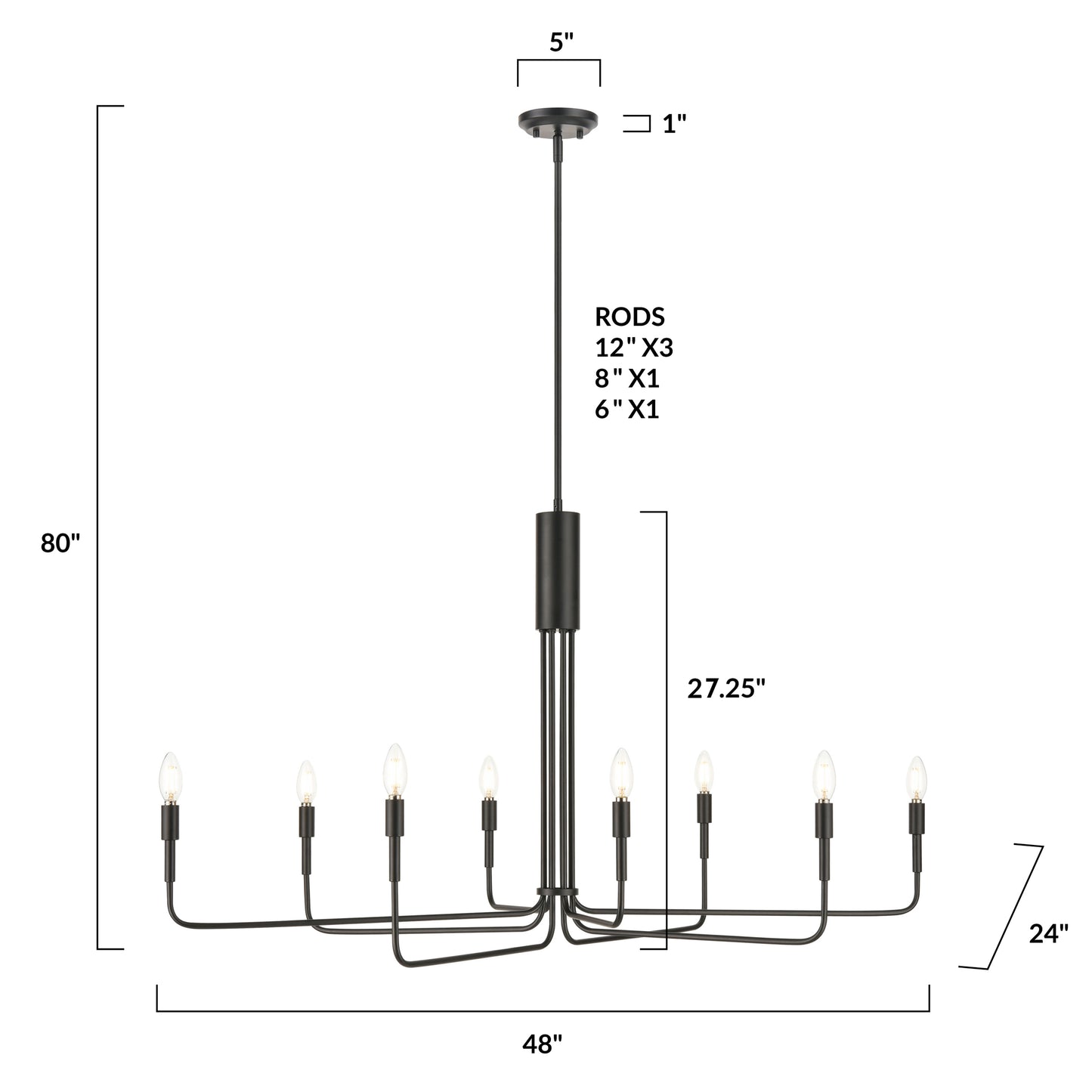 Bella 8-Light Chandelier | Black