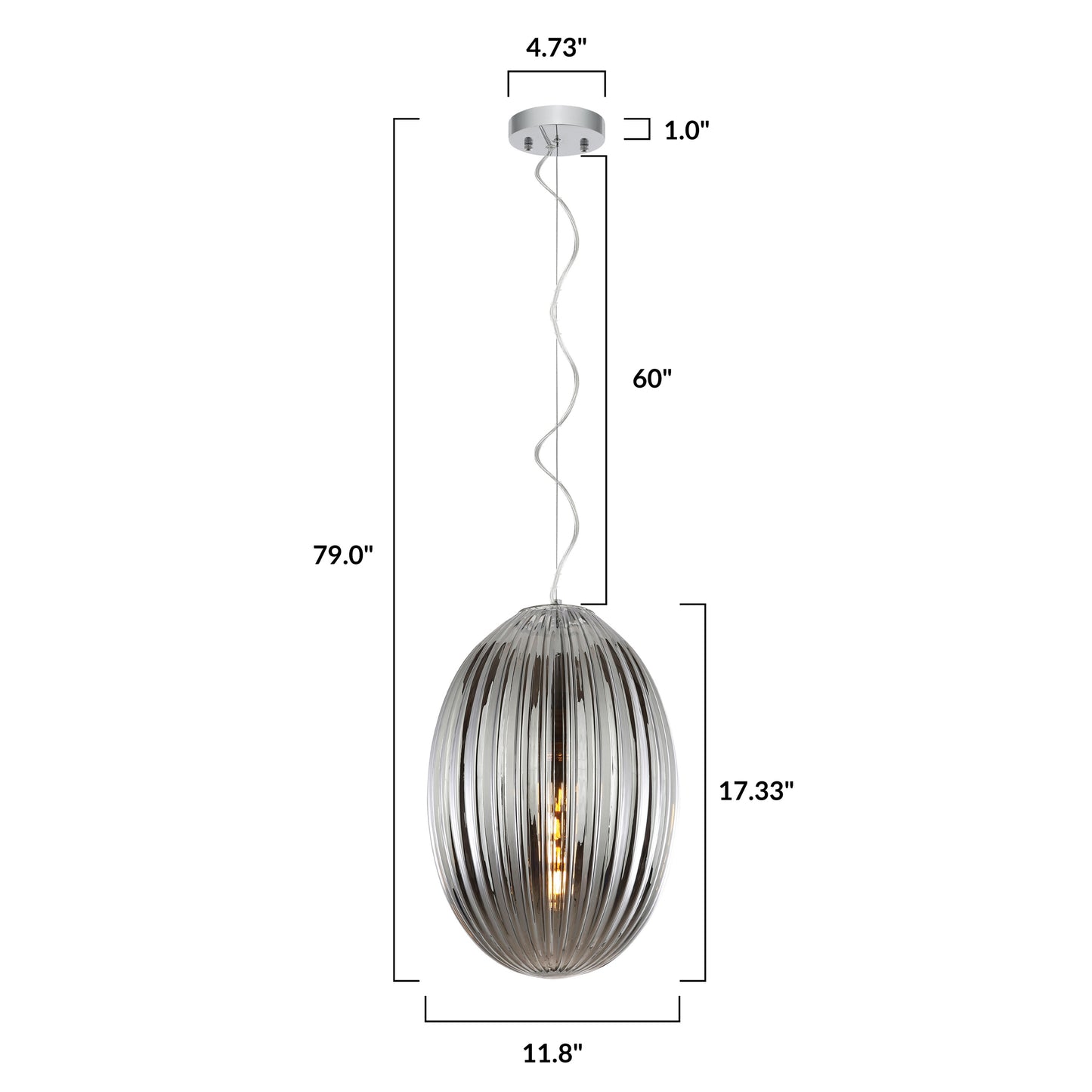 Opal 12" Glass Pendant Light | Chrome/Smokey