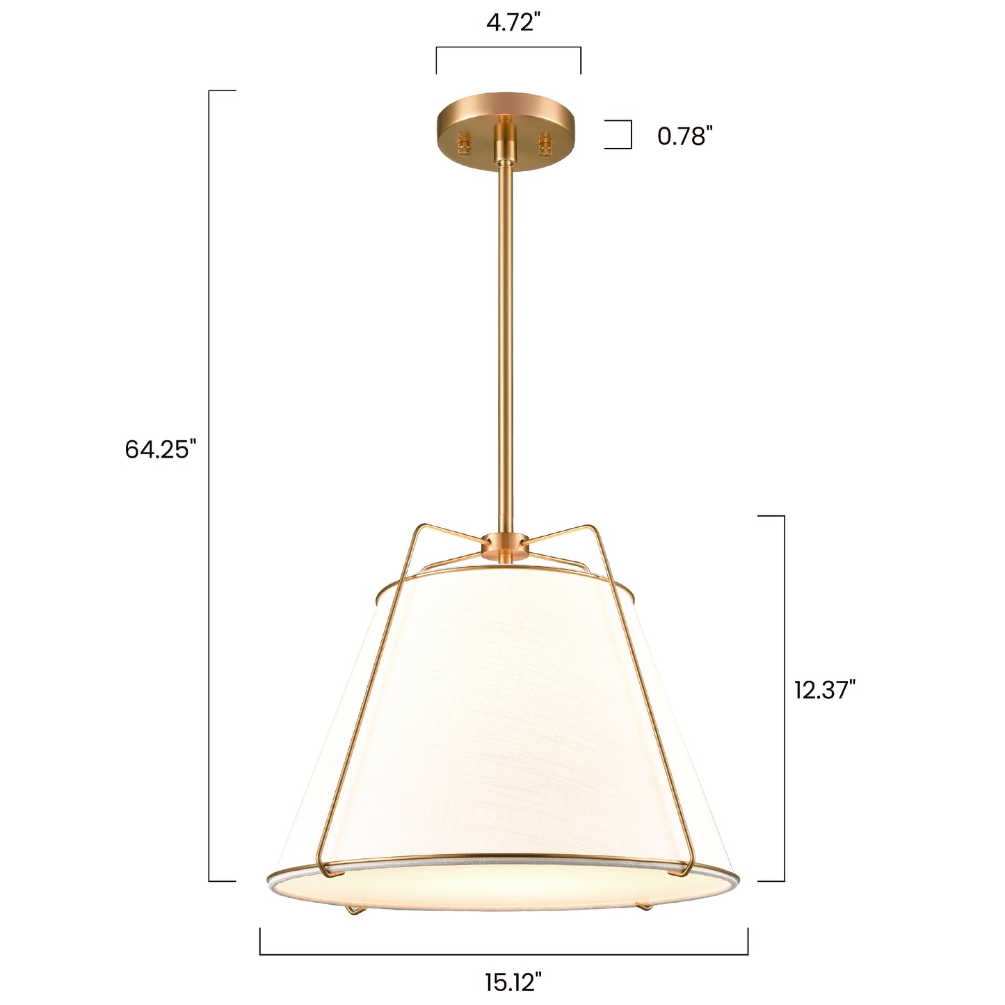 Lise 15" Chandelier | Antique Brass/White