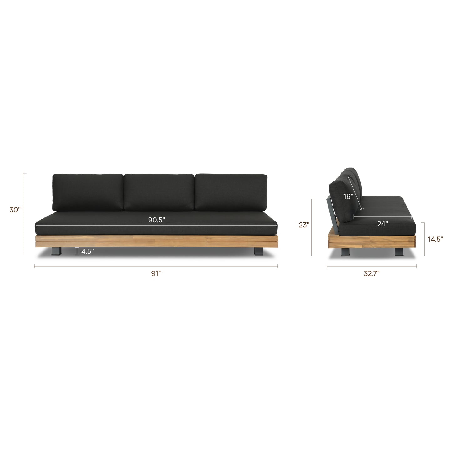 Celenza 3 Seat Sofa Bench | Dark Grey