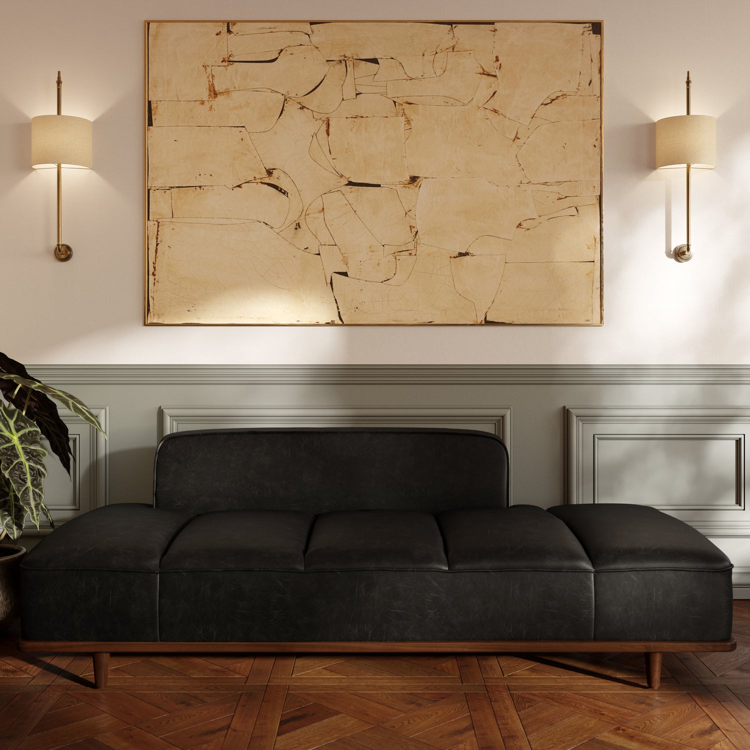 Jasper Leather Daybed | Onyx Black lifestyle_image