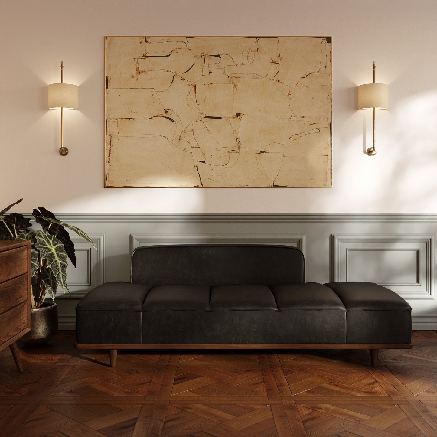 Jasper Leather Daybed | Onyx Black