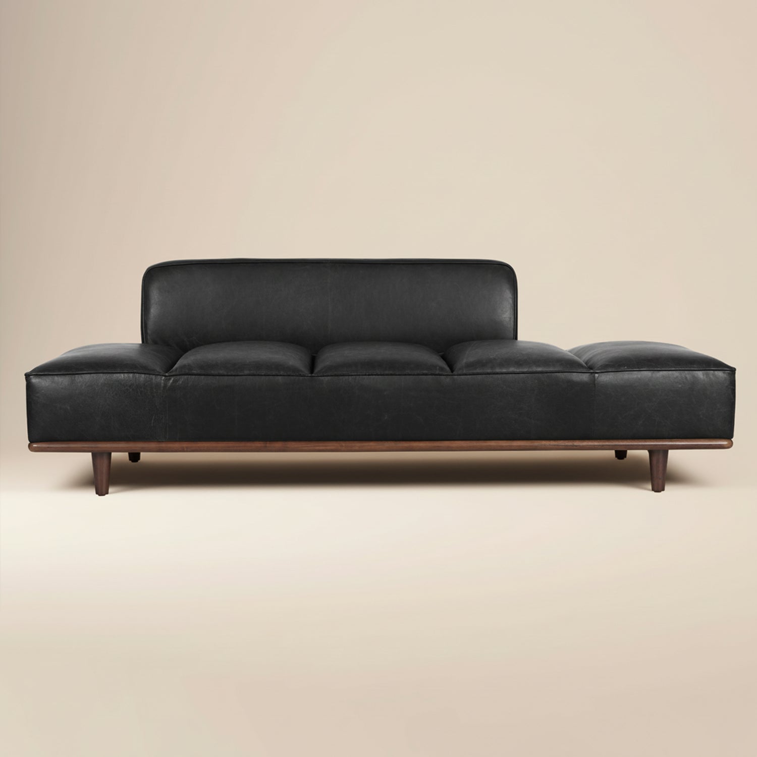 Jasper Leather Daybed | Onyx Black 