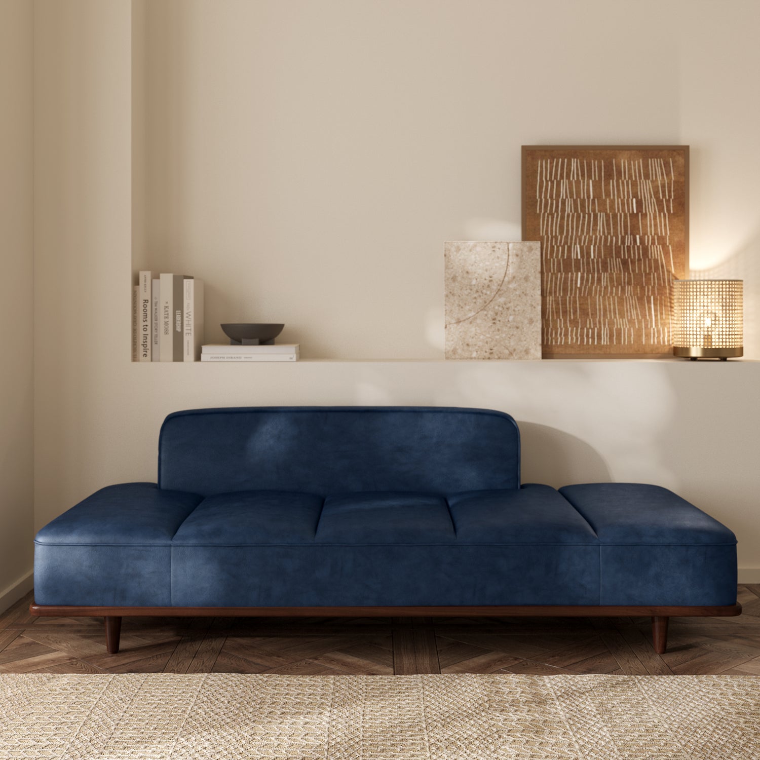 Jasper Leather Daybed | Midnight Blue lifestyle_image