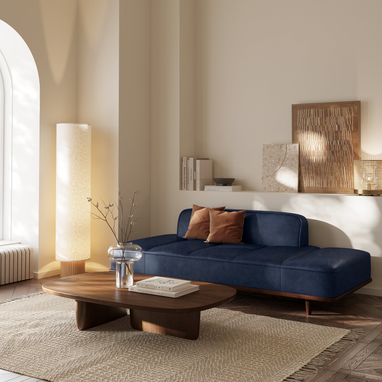 Jasper Leather Daybed | Midnight Blue 