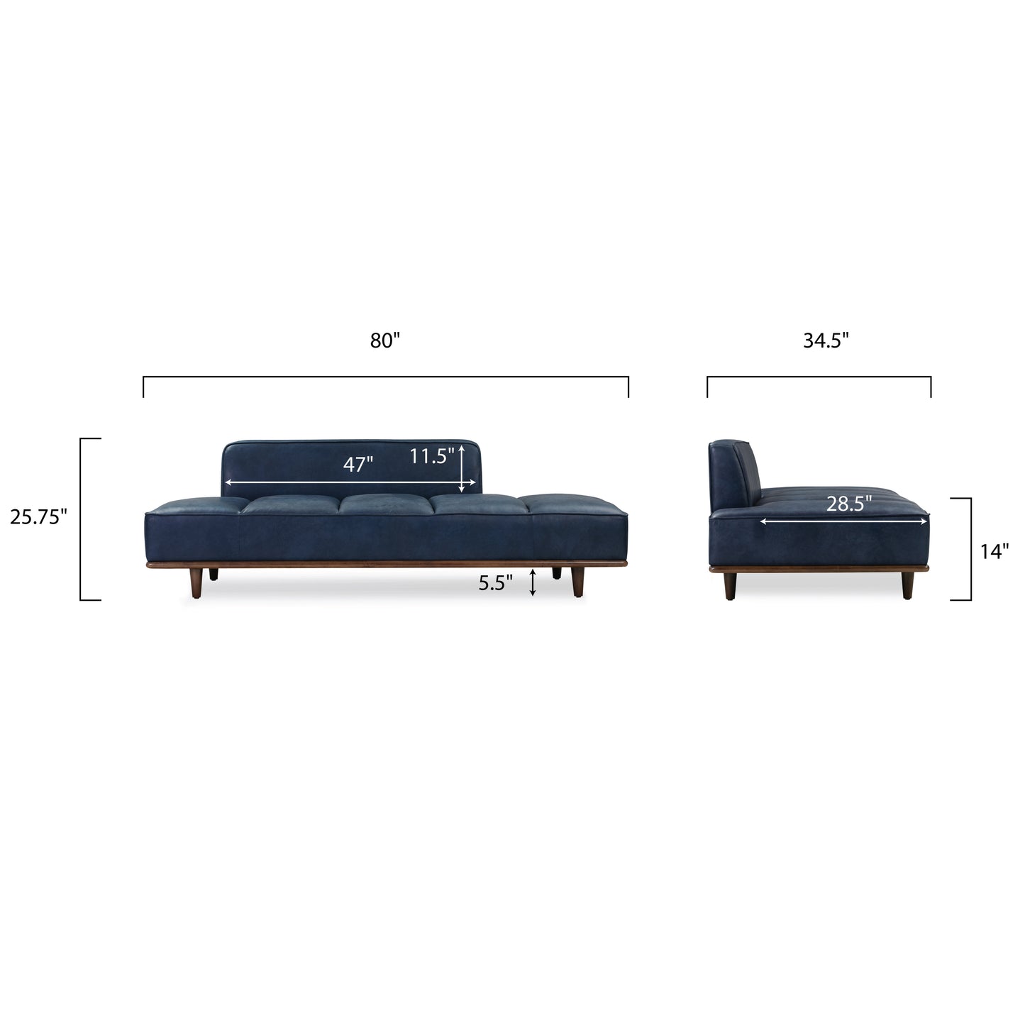 Jasper Leather Daybed | Midnight Blue