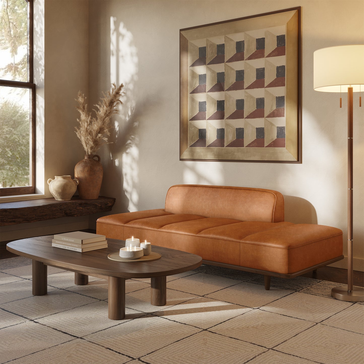 Jasper Leather Daybed | Cognac Tan