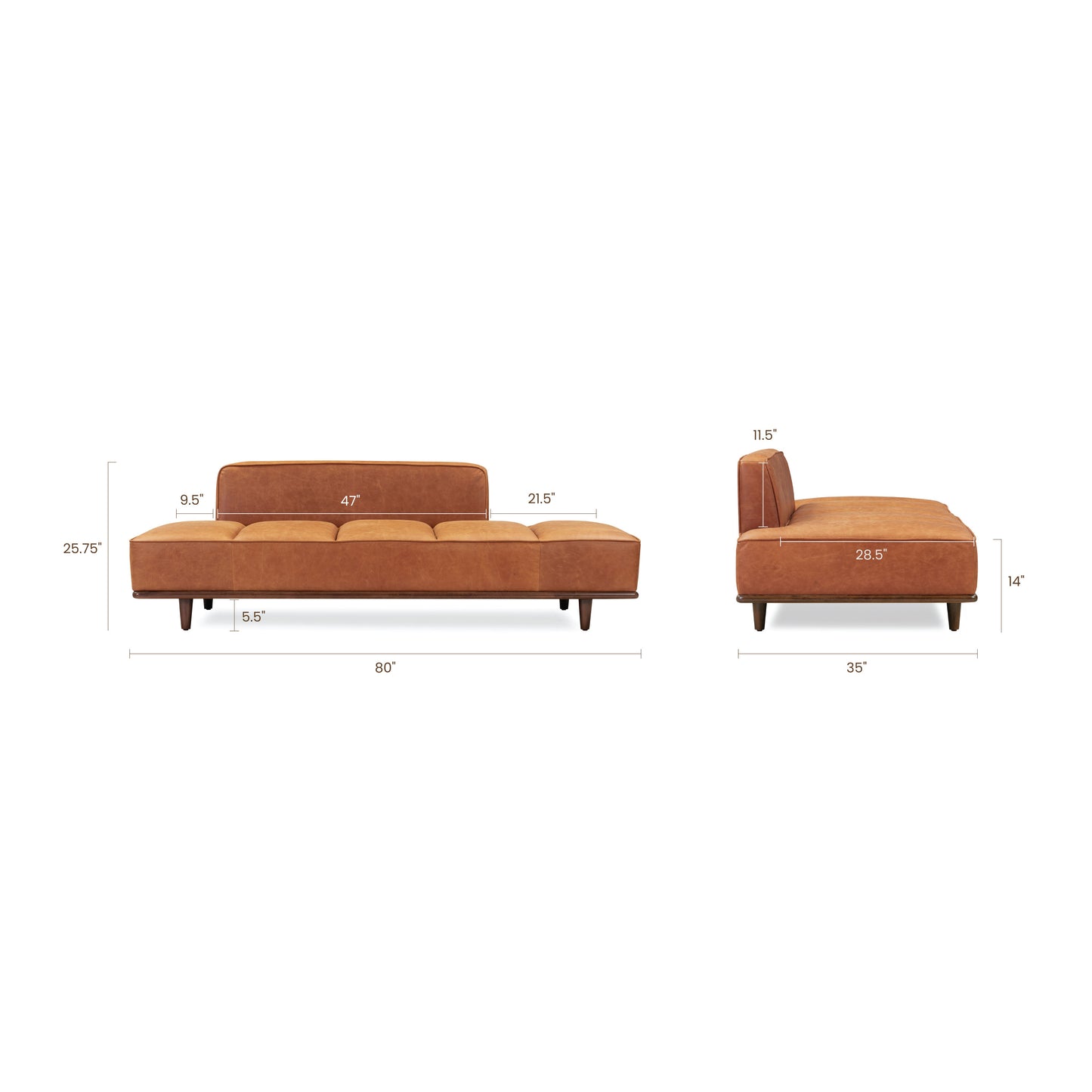 Jasper Leather Daybed | Cognac Tan