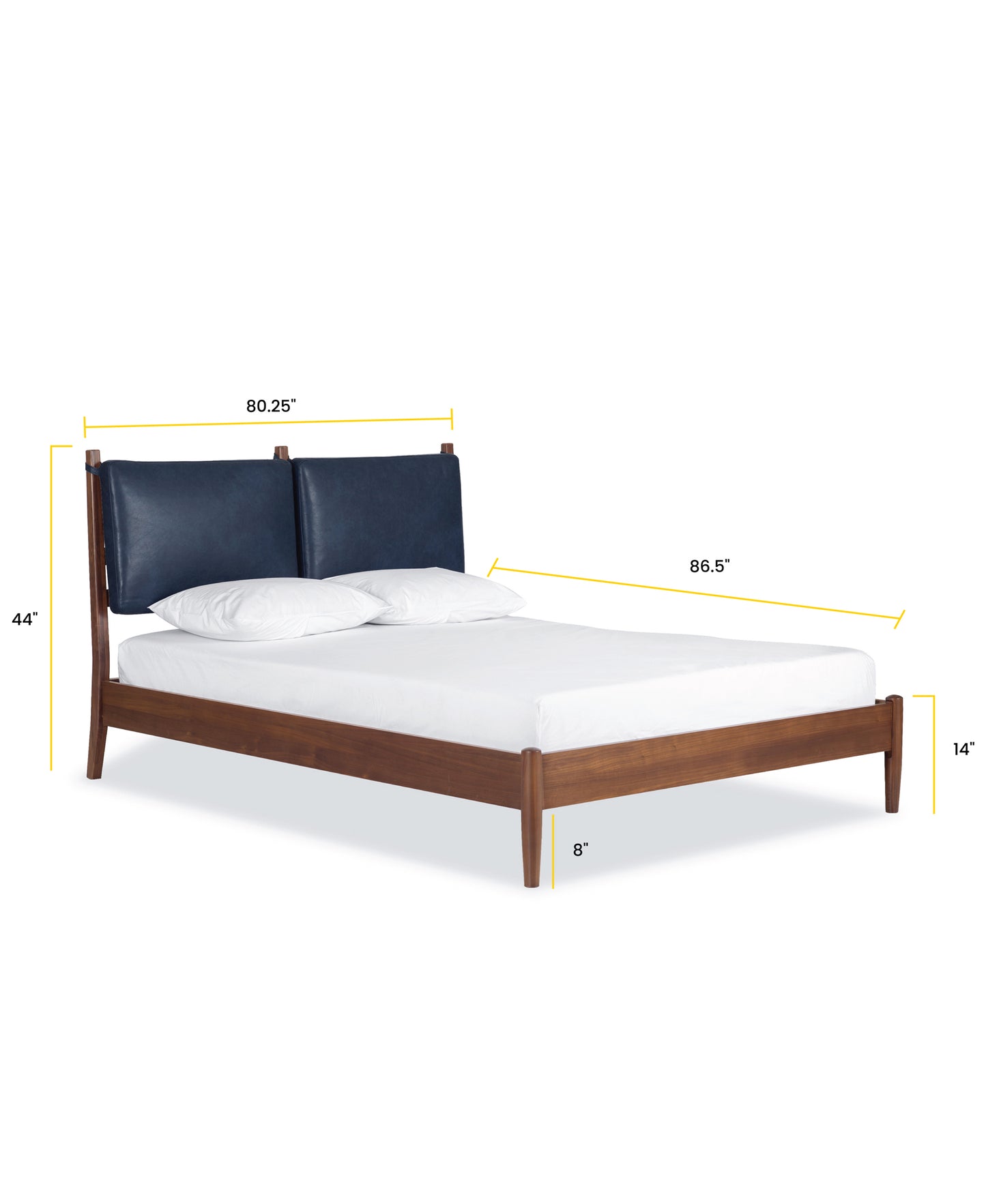 Truro Bed with Leather Cushions | Midnight Blue | King