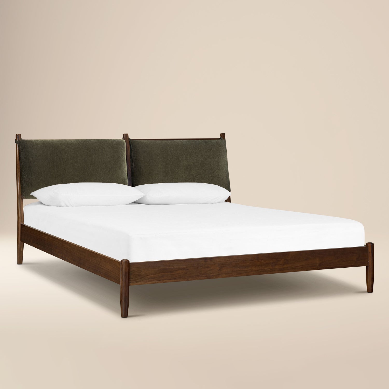 Truro Bed Frame with Fabric Headboard Cushions | Lume Green | King 