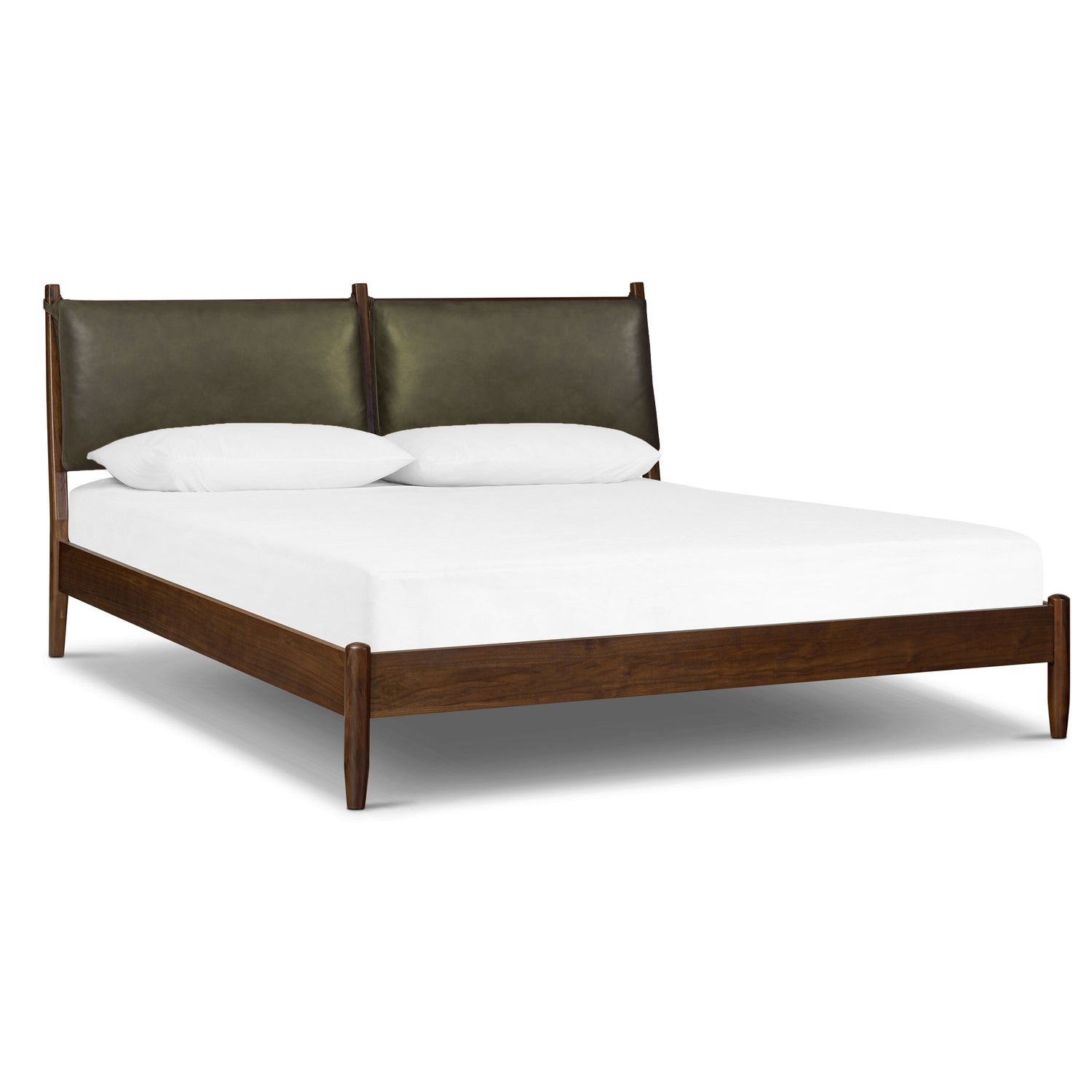 Truro Bed with Leather Cushions | Olivine Green | King 
