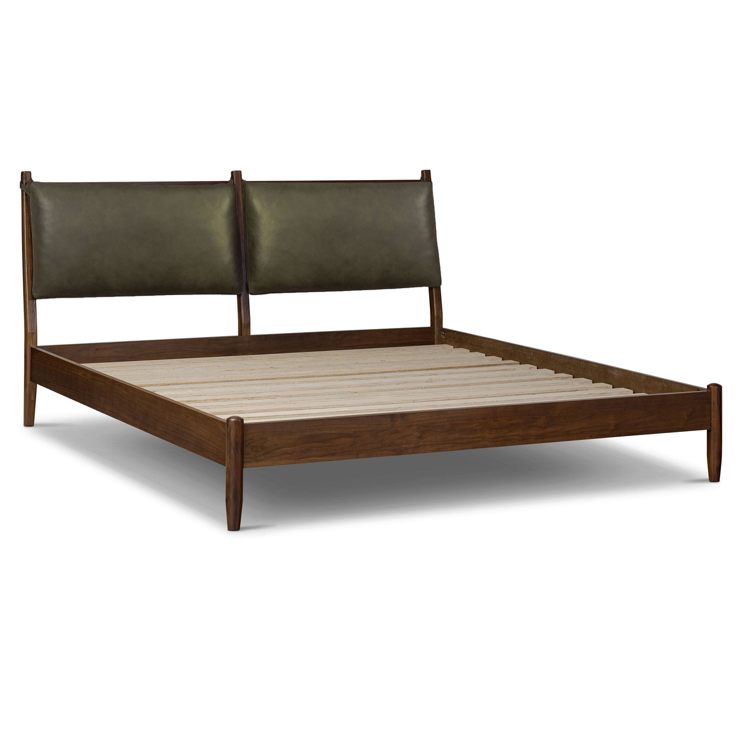 Truro Bed with Leather Cushions | Olivine Green | King