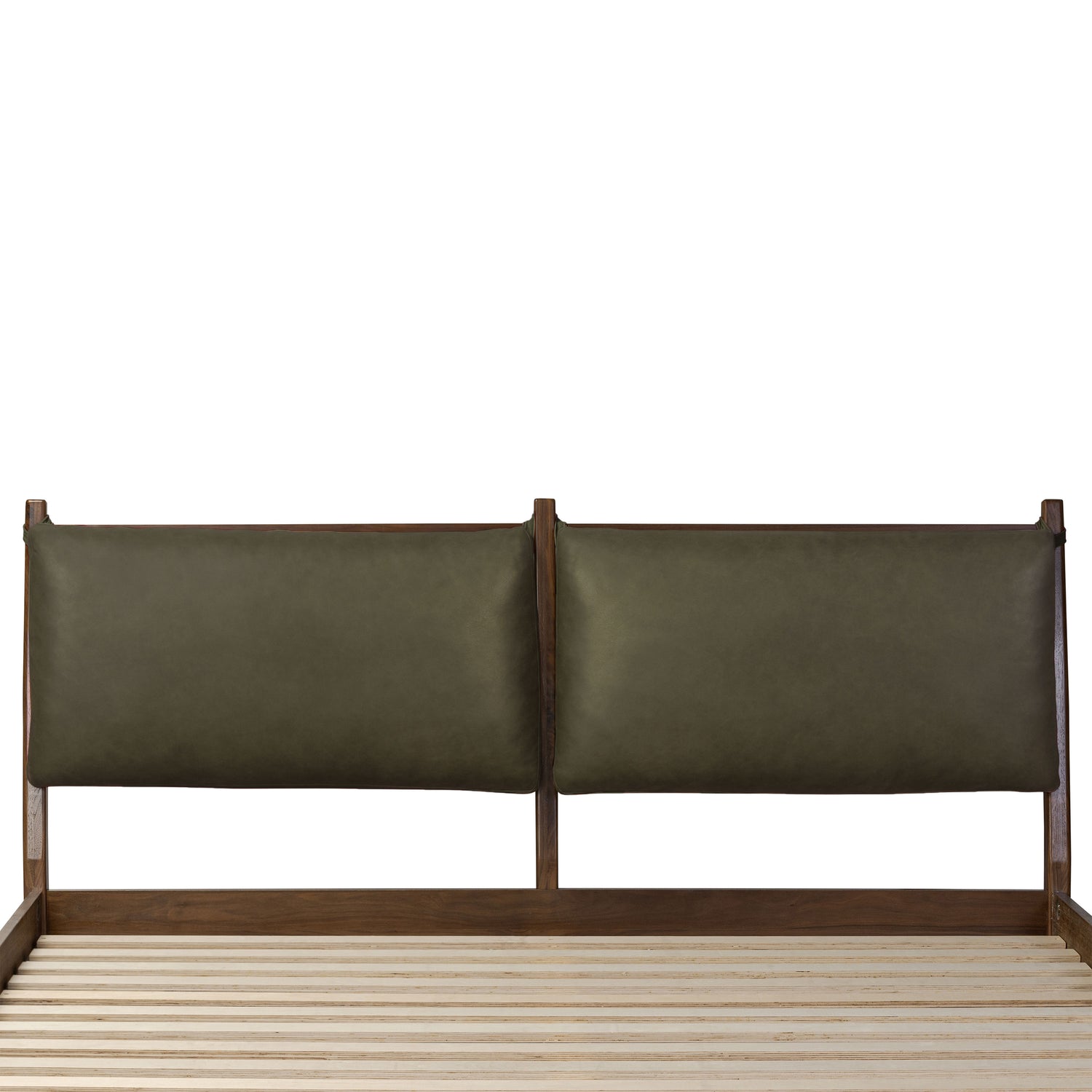 Truro Bed with Leather Cushions | Olivine Green | King 