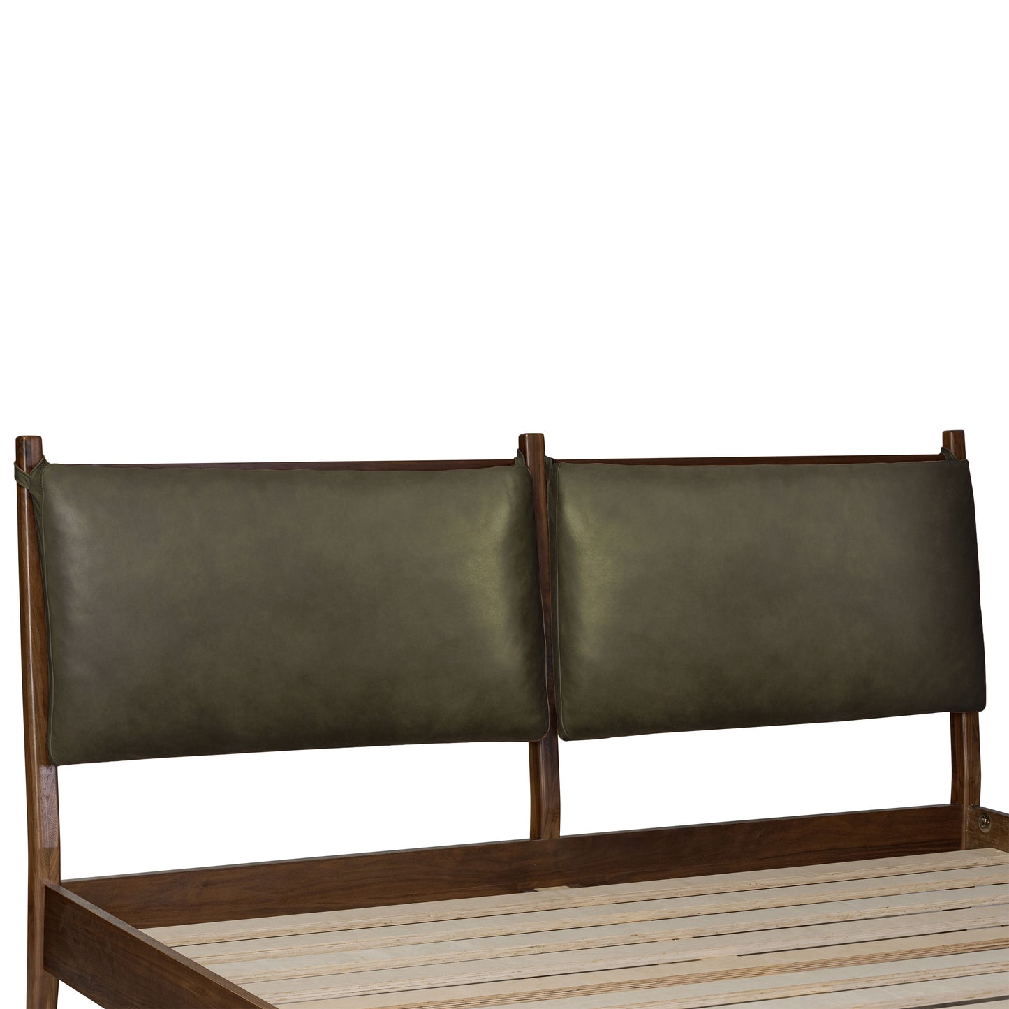 Truro Bed with Leather Cushions | Olivine Green | King