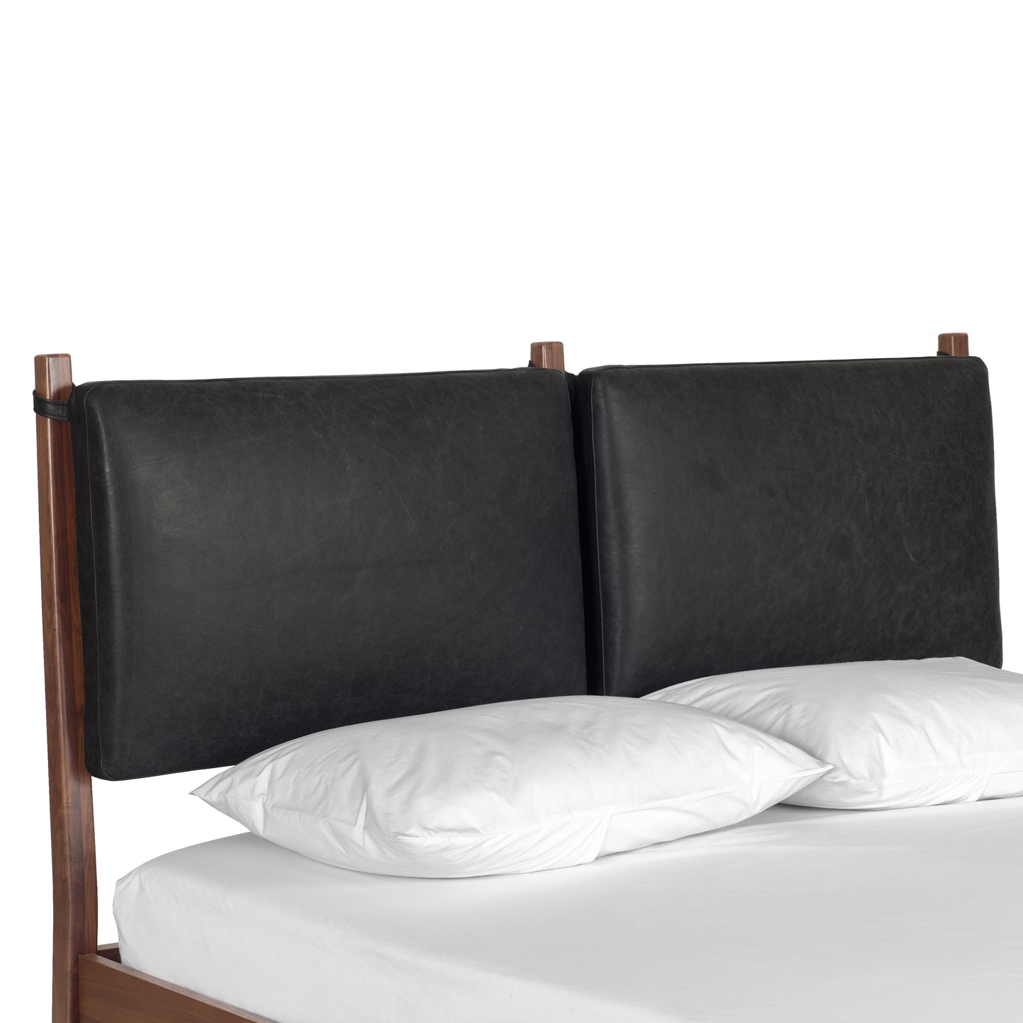 Truro Bed with Leather Cushions | Onyx Black | Queen