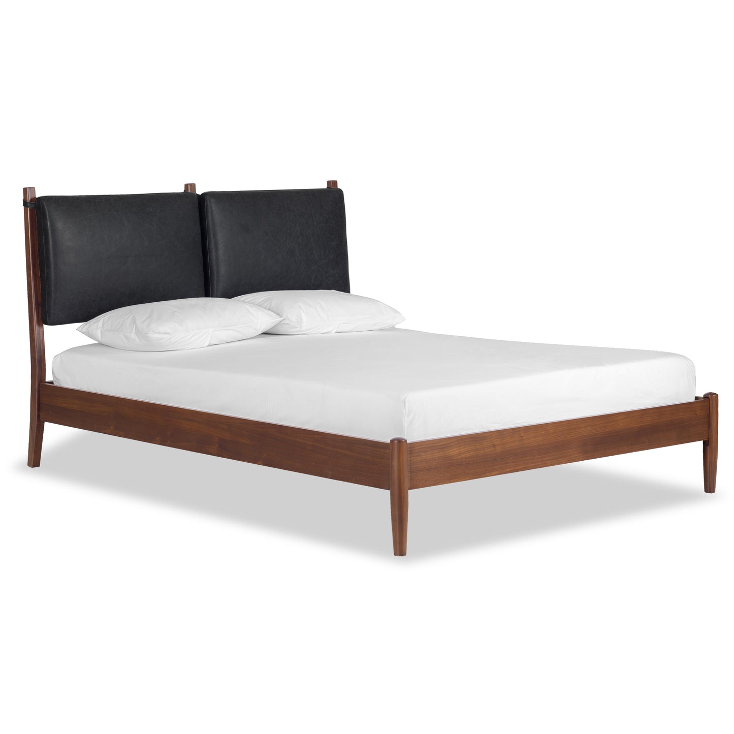 Truro Bed with Leather Cushions | Onyx Black | Queen