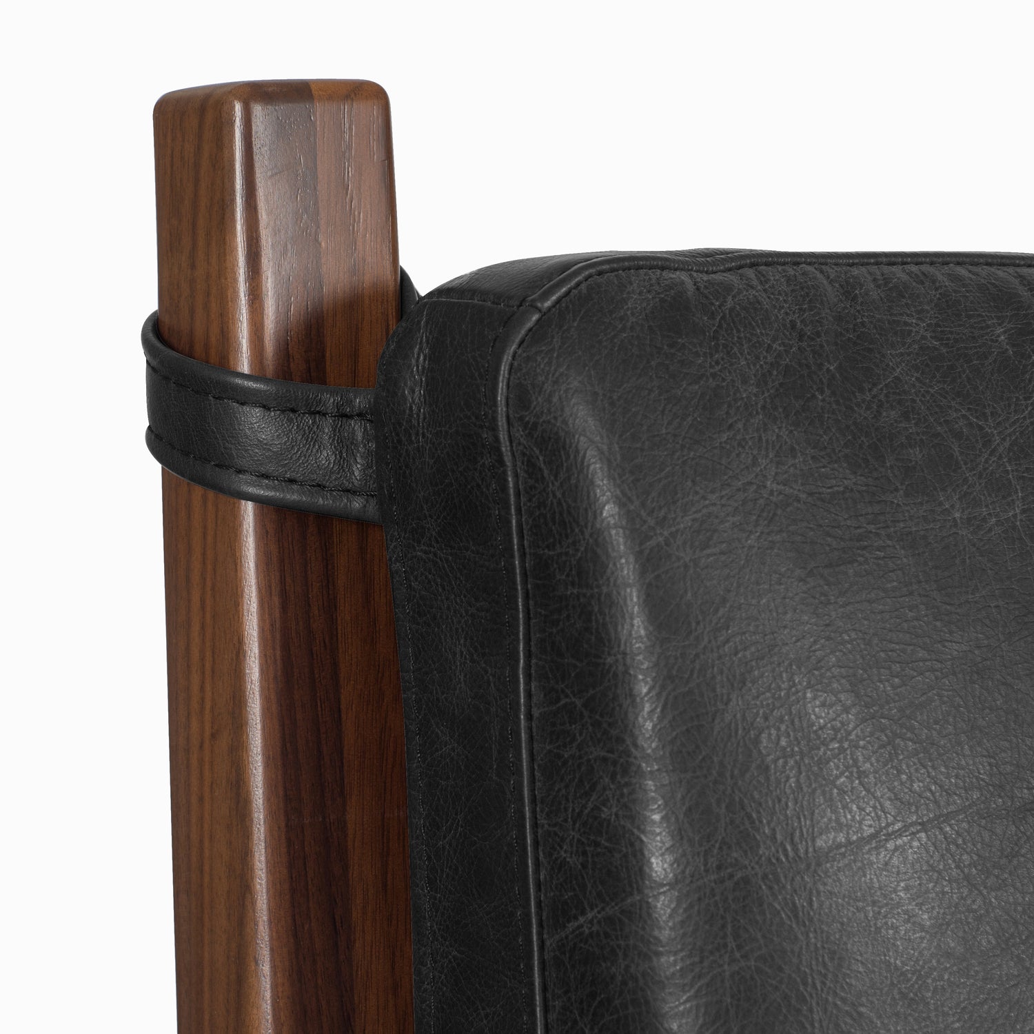 Truro Bed with Leather Cushions | Onyx Black | Queen 