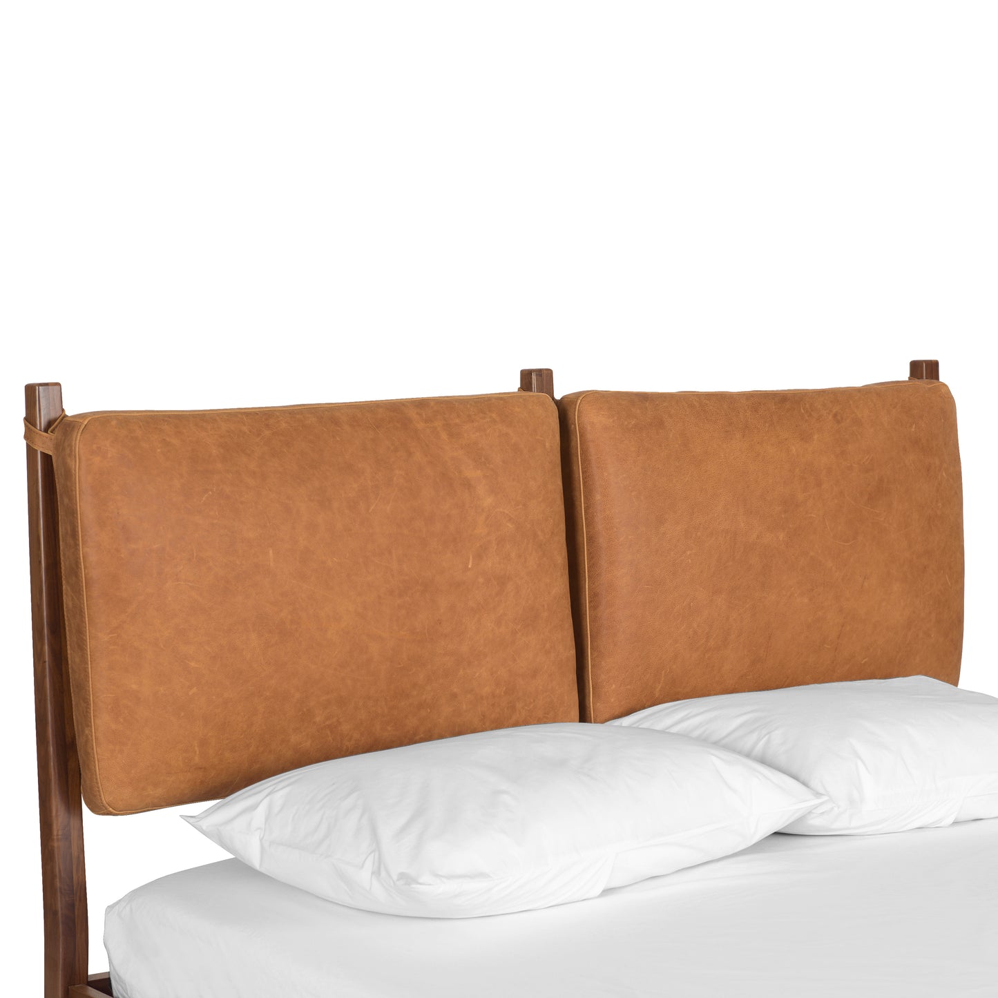 Truro Bed with Leather Cushions | Cognac Tan | Queen